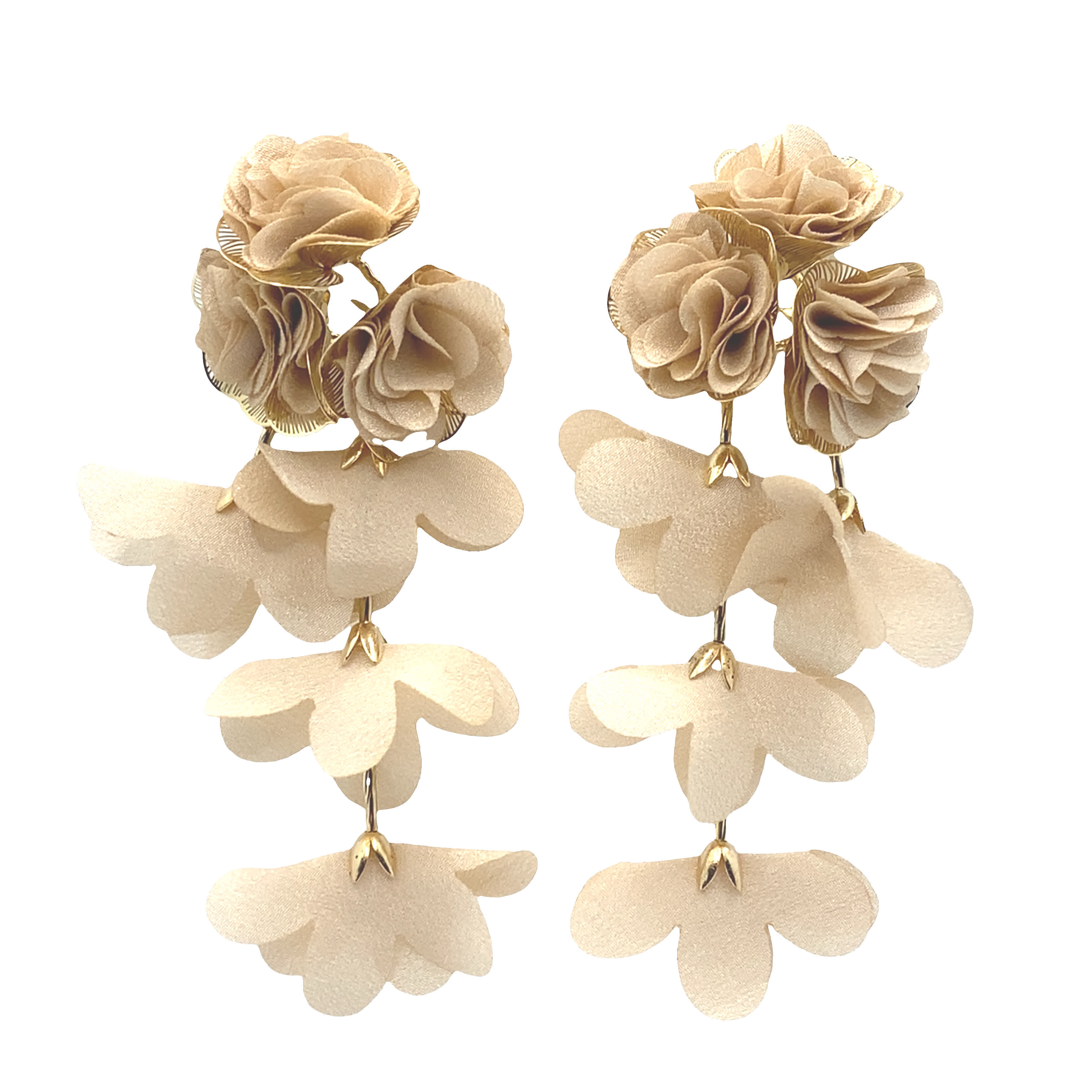 Eleganckie wiszące kolczyki z motywem kwiatowym w kształcie kaskady