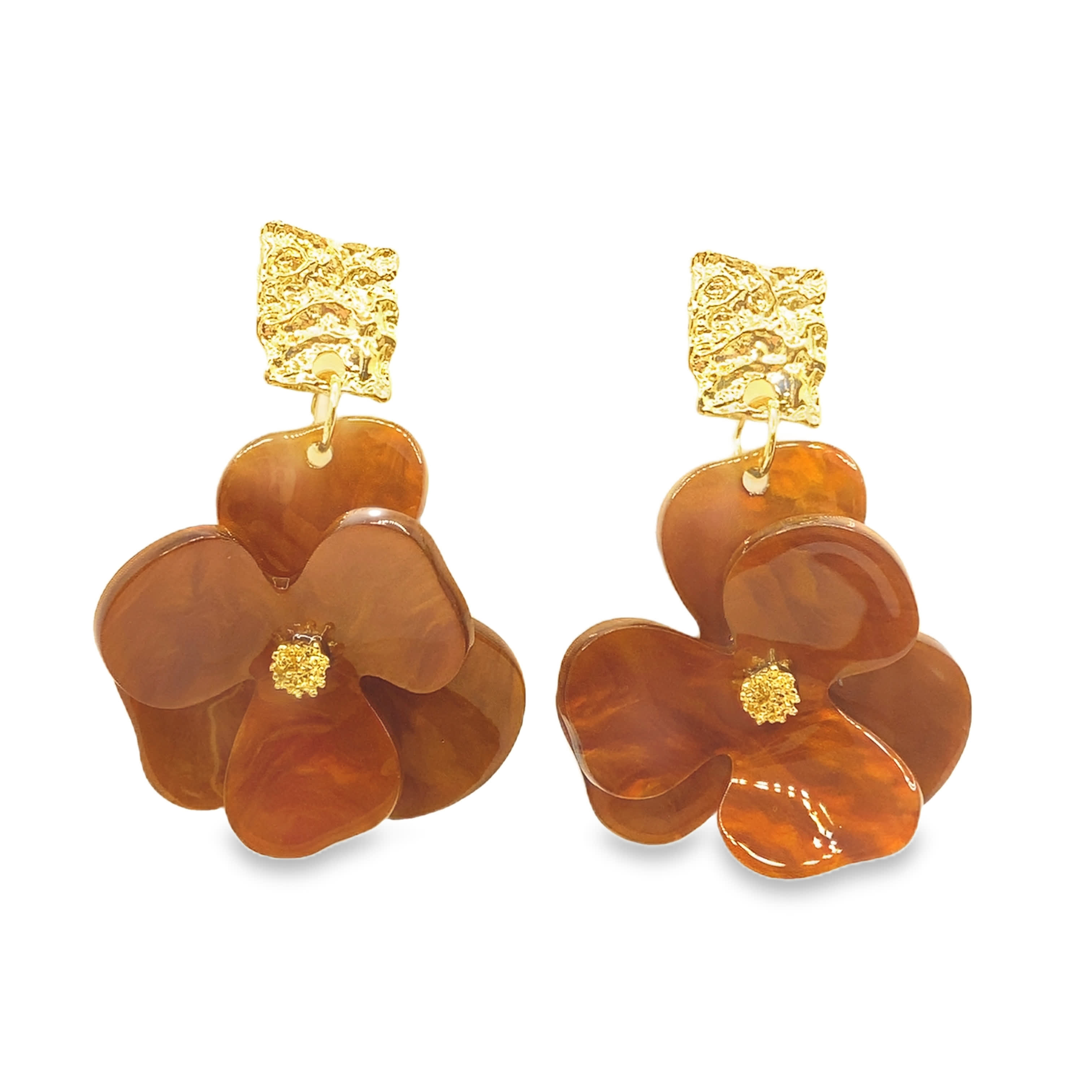 Kolczyki wiszące w kolorze żółtego złota z kaskadowym wzorem kwiatowym