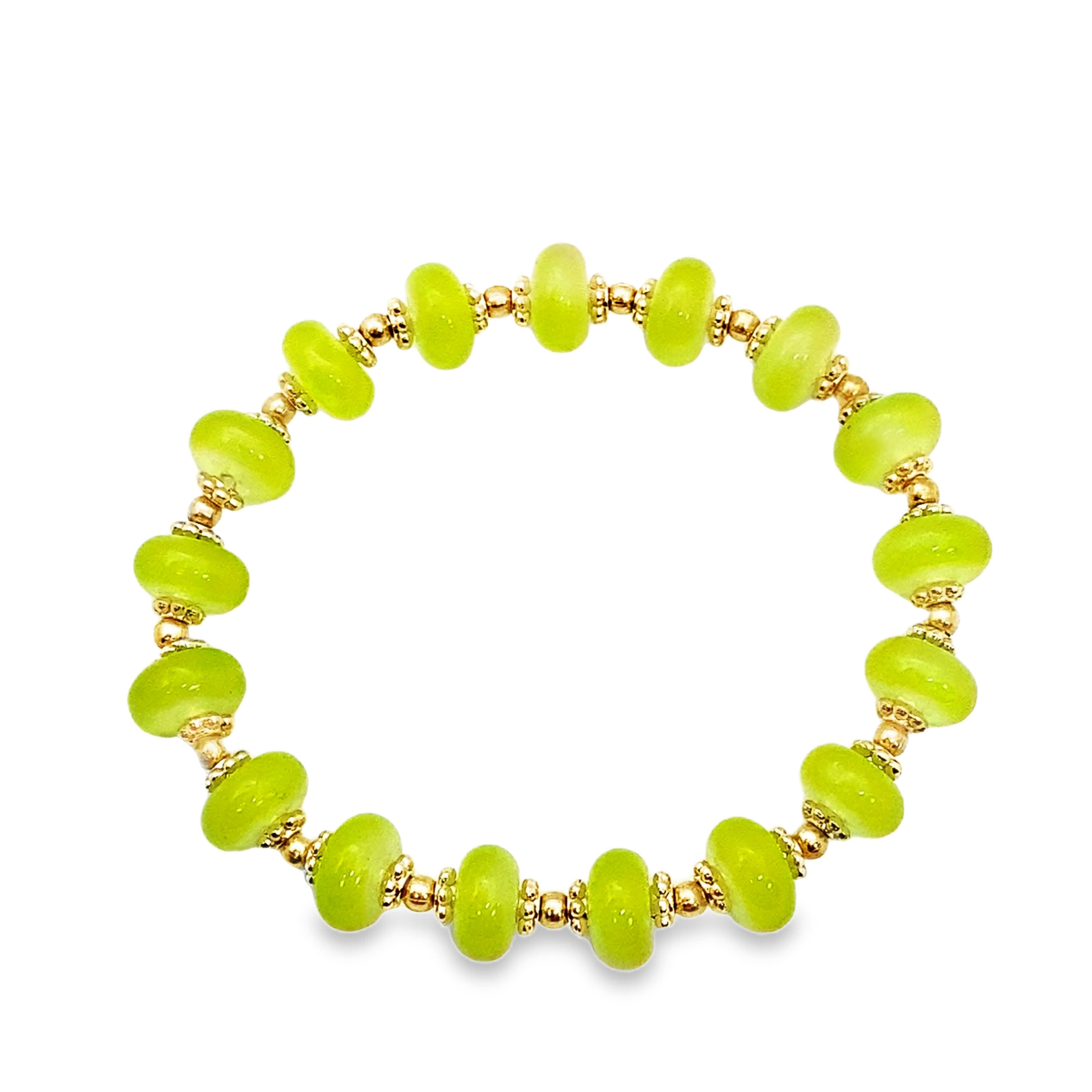 Bransoletka z koralików z jadeitu i żółtego złota