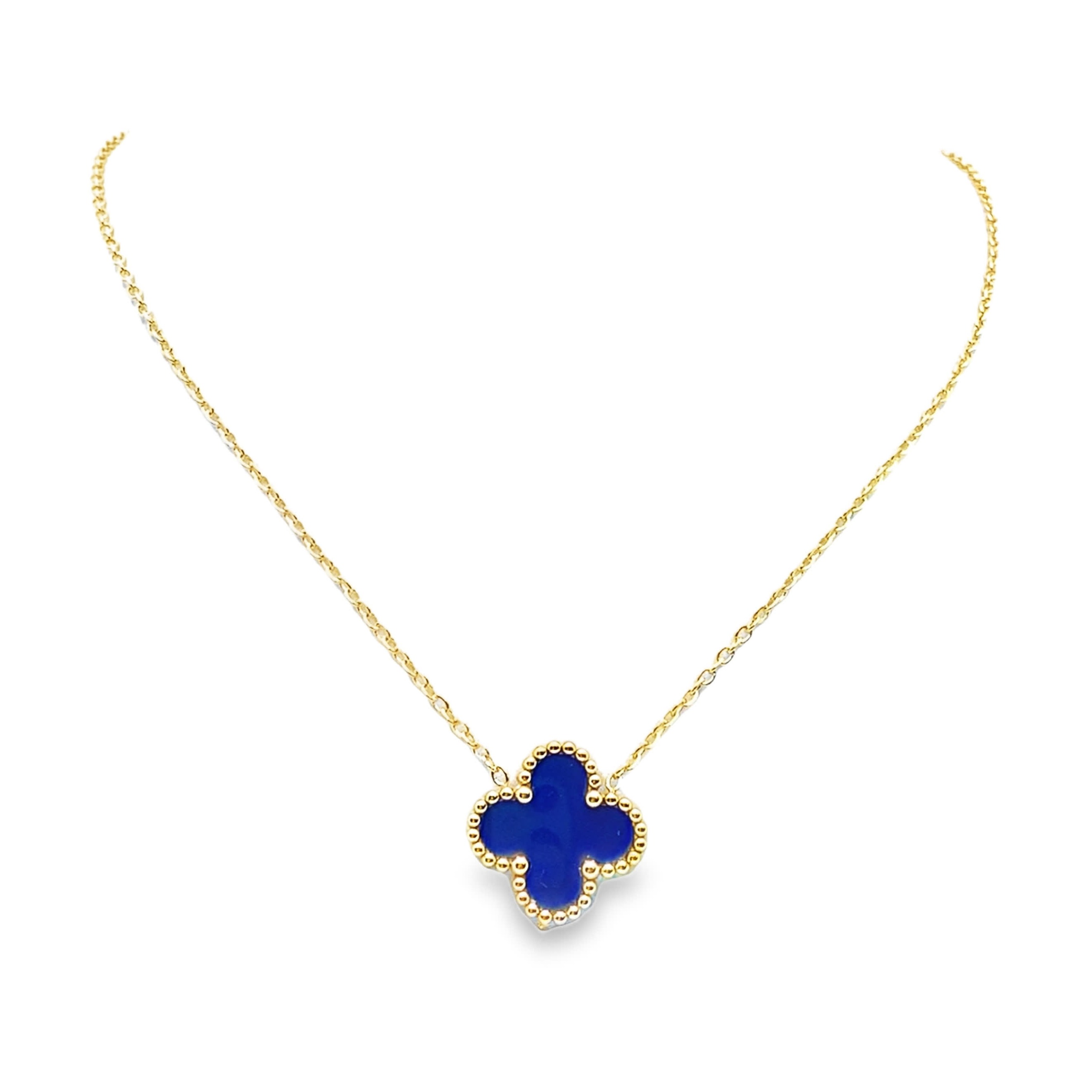 Naszyjnik z zawieszkami w kolorze żółtego złota z kaboszonem lapis lazuli