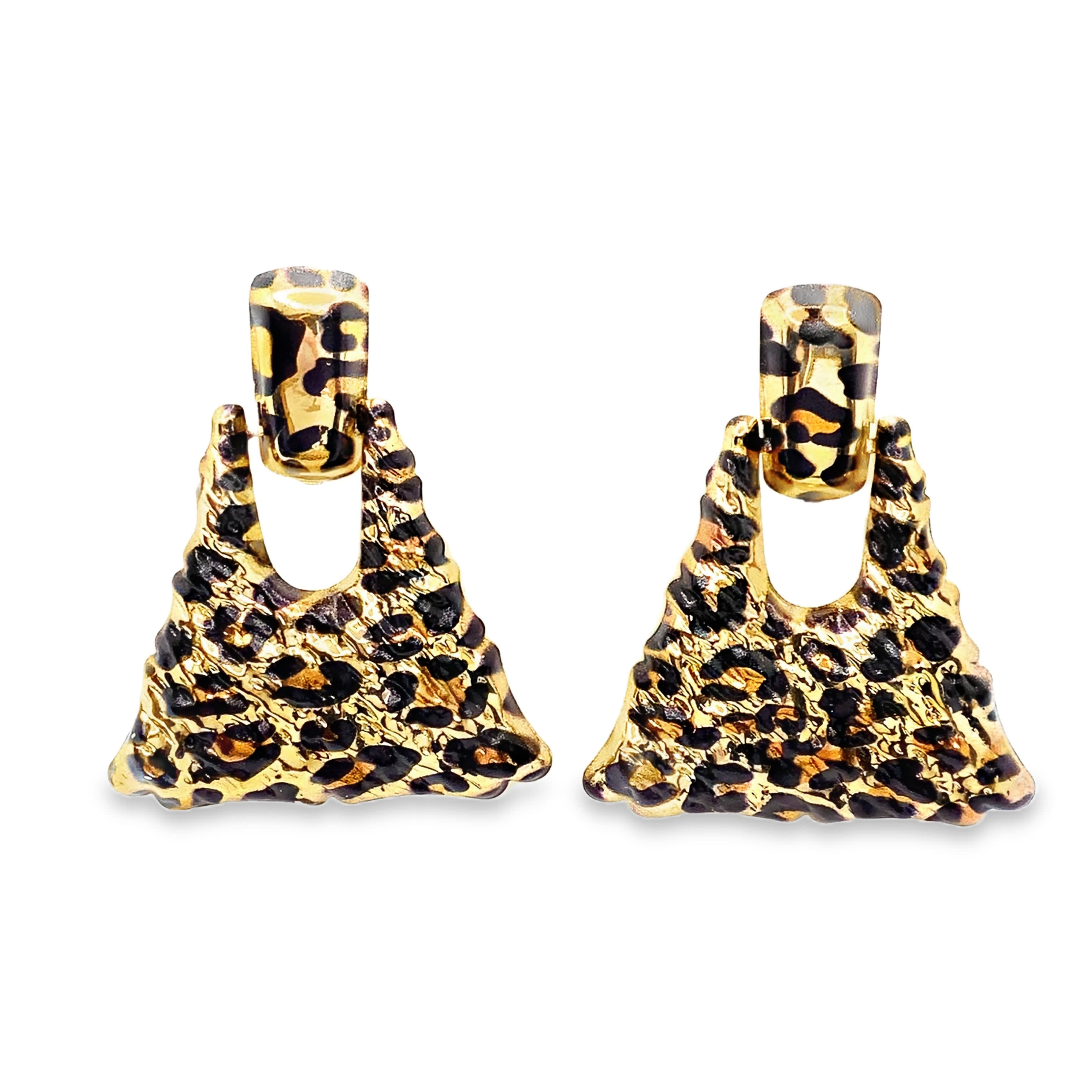 Wiszące kolczyki o geometrycznym kształcie w wykończeniu w kolorze żółtego złota