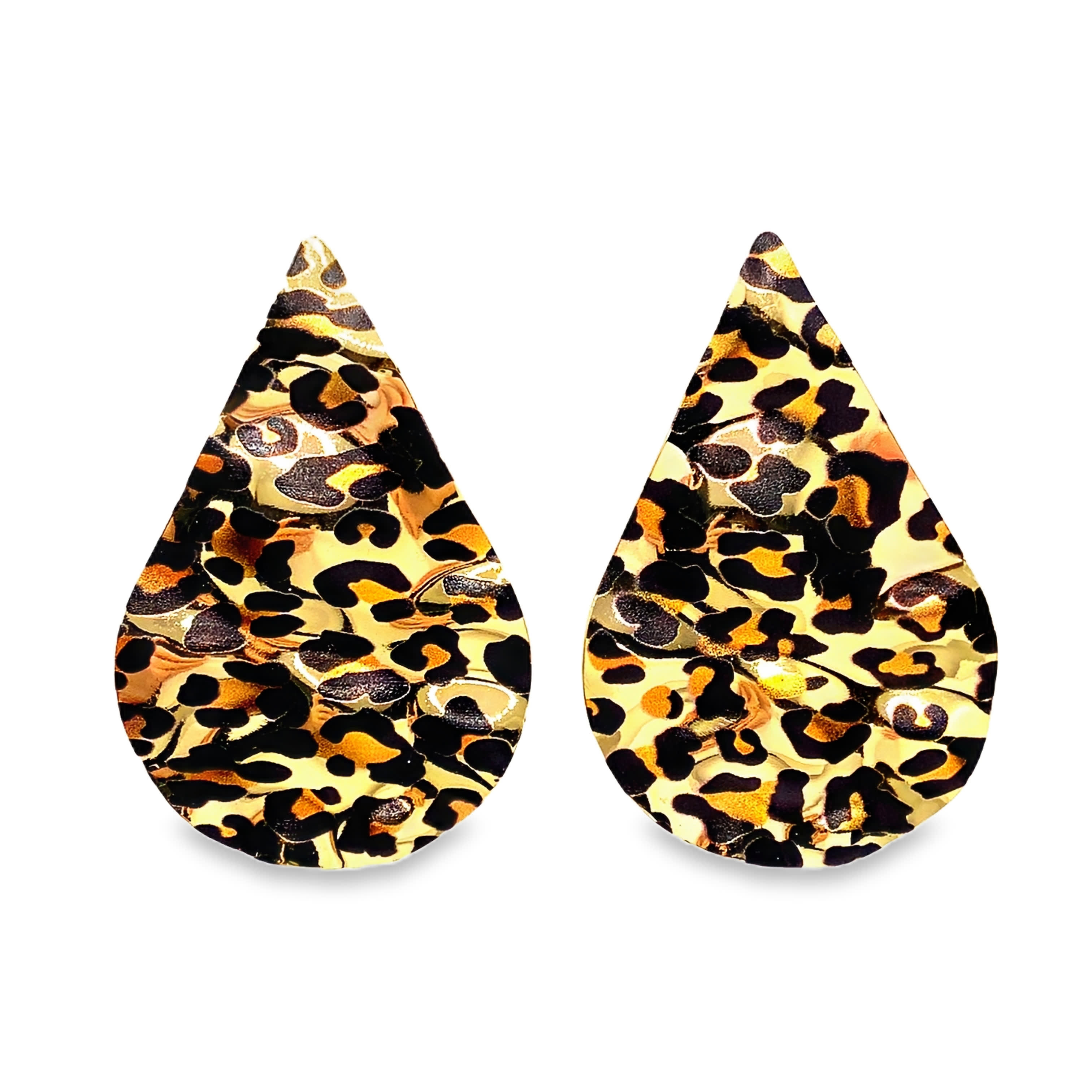 Artystyczne kolczyki w kolorze żółtego złota z wyjątkowymi rysunkami