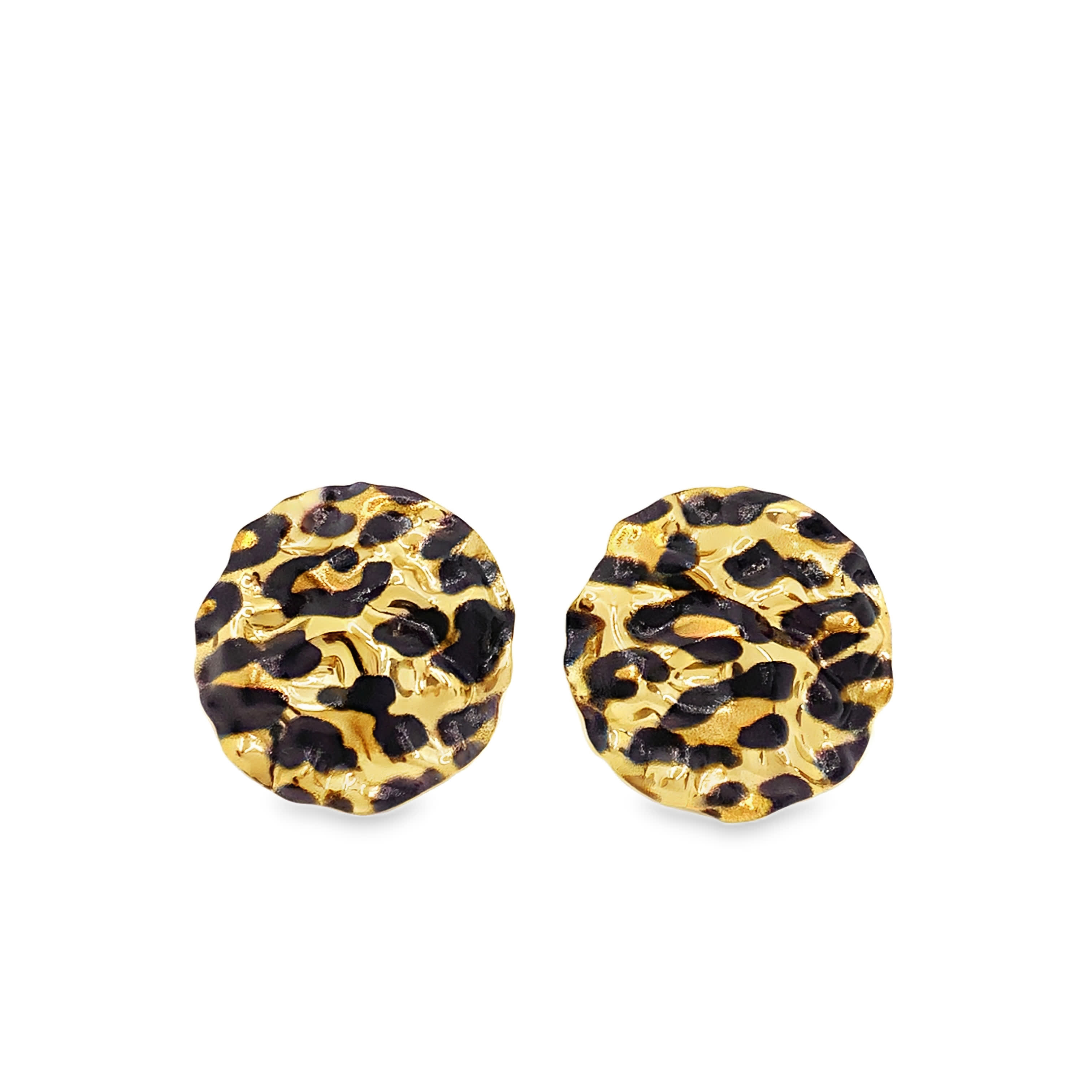 Kolczyki w kolorze żółtego złota ze wzorem zwierzęcym