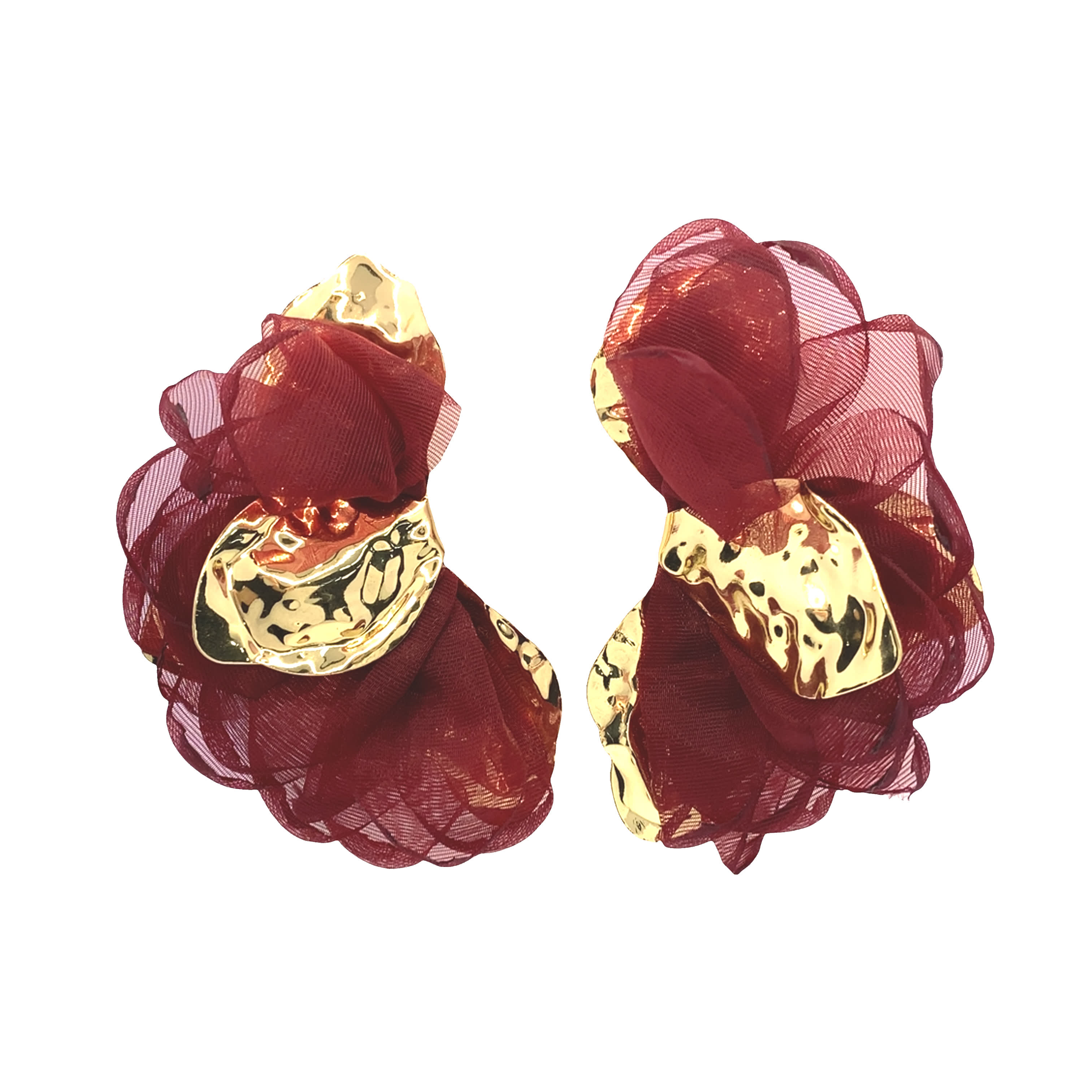 Kolczyki Sztyfty Statement w Odcieniu Żółtego Złota