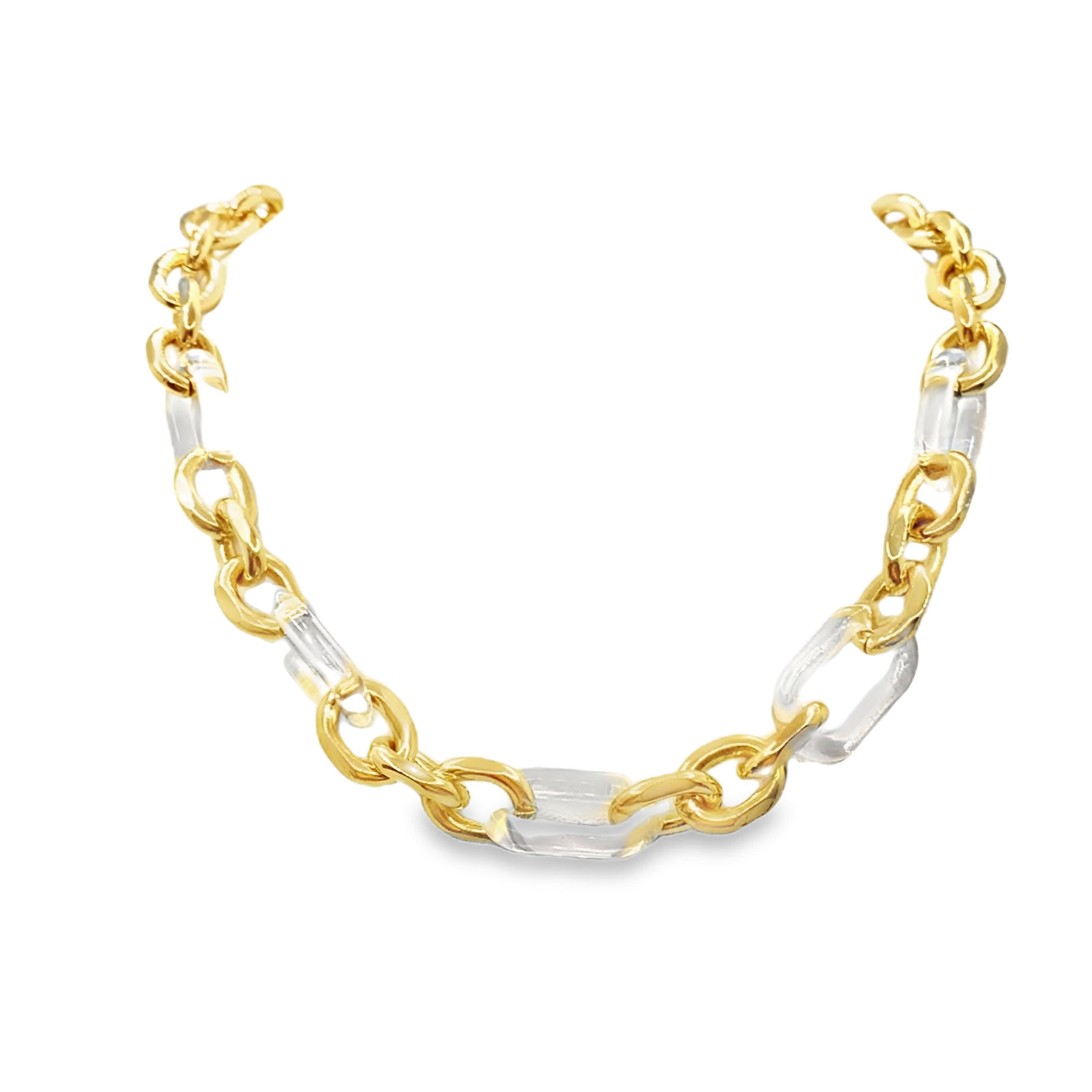 Nowoczesny naszyjnik w kolorze żółtego złota z okrągłymi kryształkami