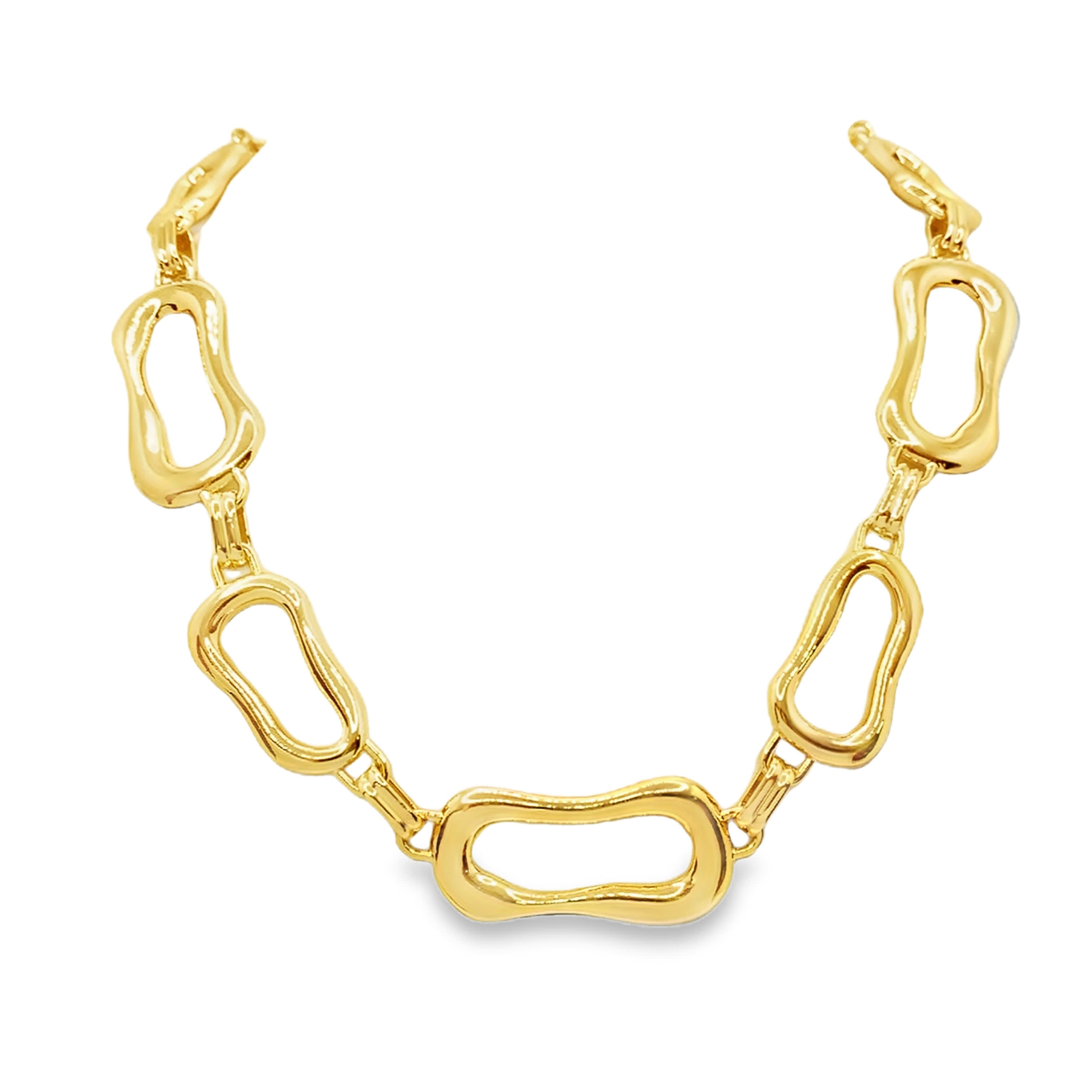 Nowoczesny naszyjnik w kolorze żółtego złota z otwartymi ogniwami