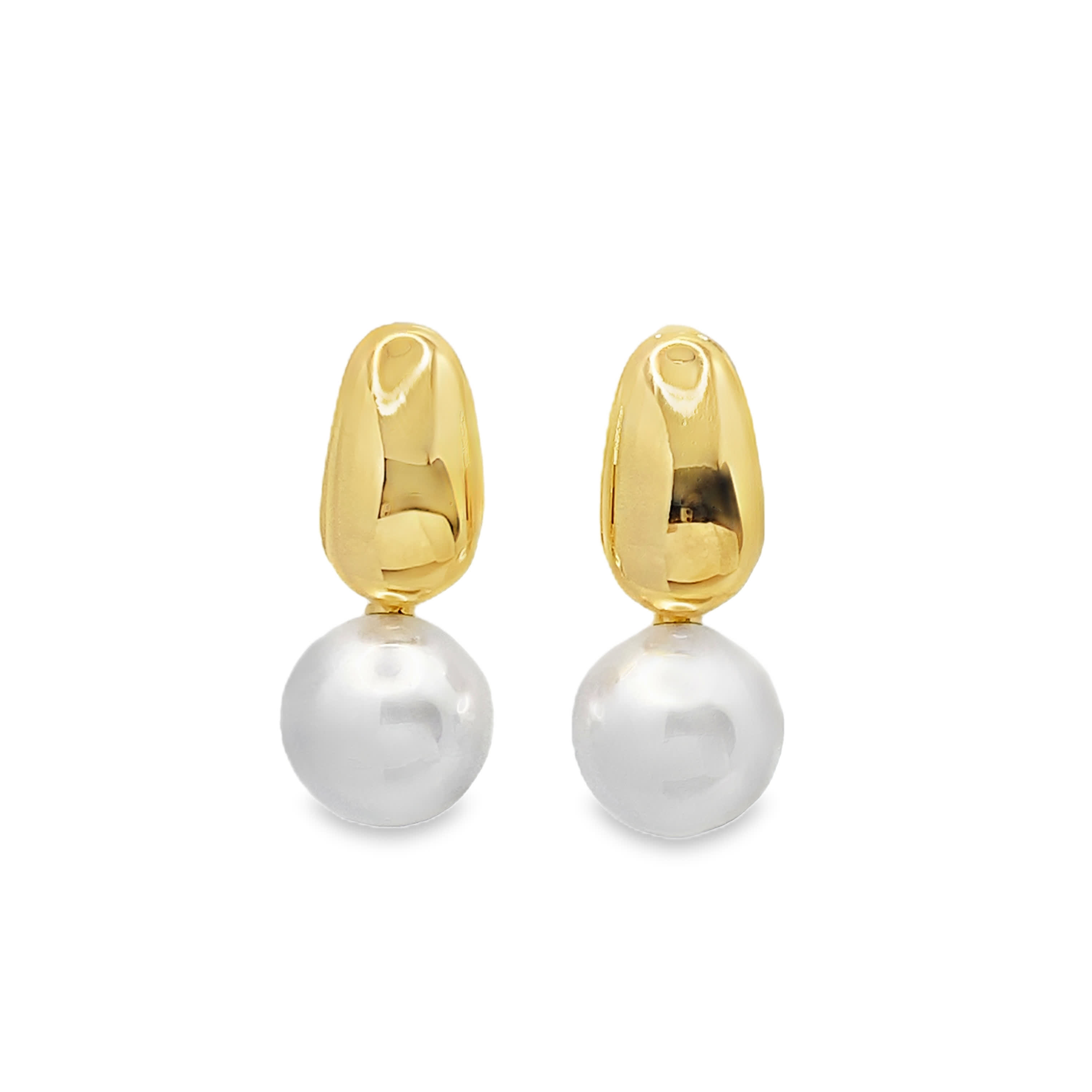 Klasyczne kolczyki z perłami w żółtym złocie
