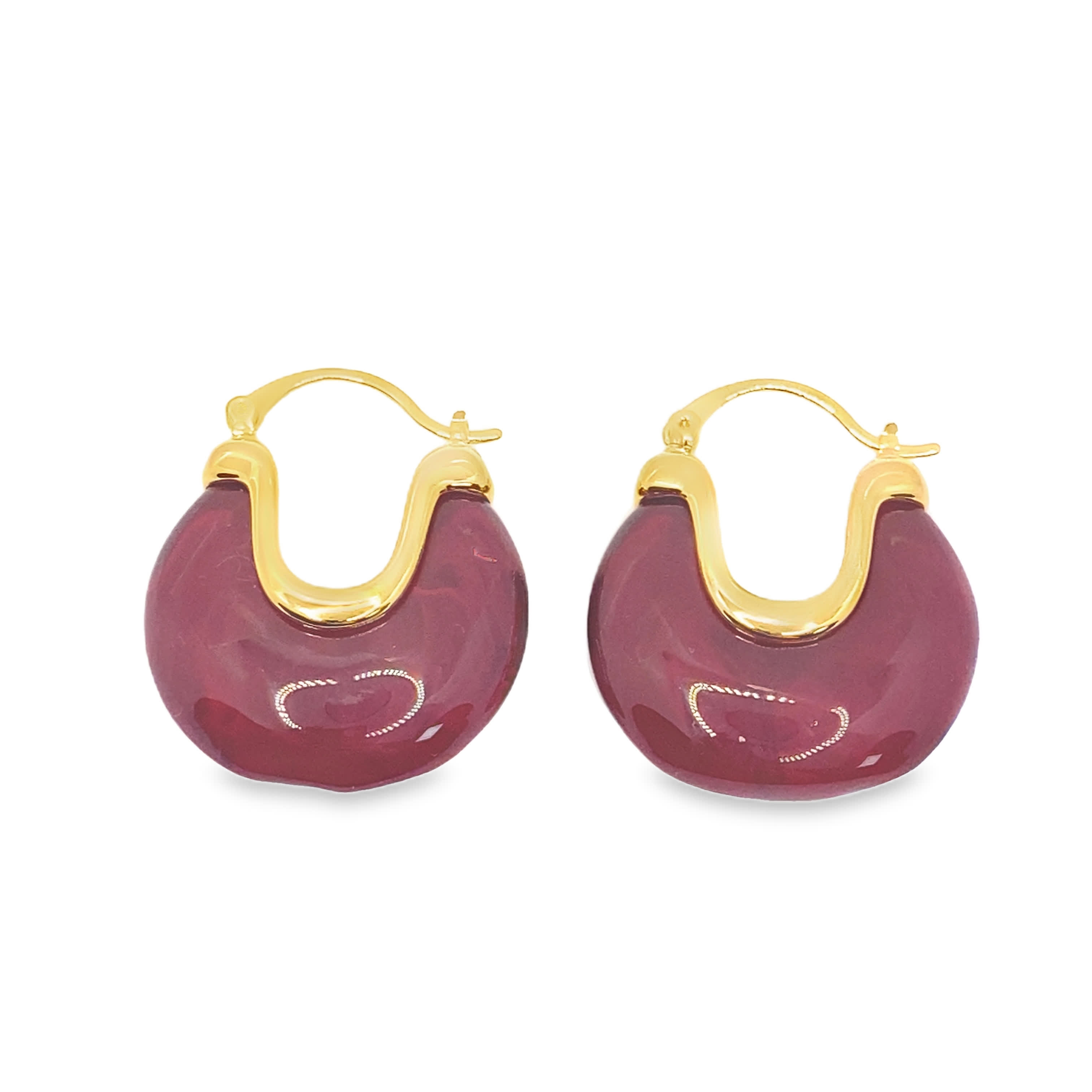 Kolczyki koła w kolorze żółtego złota z agatem kaboszonowym