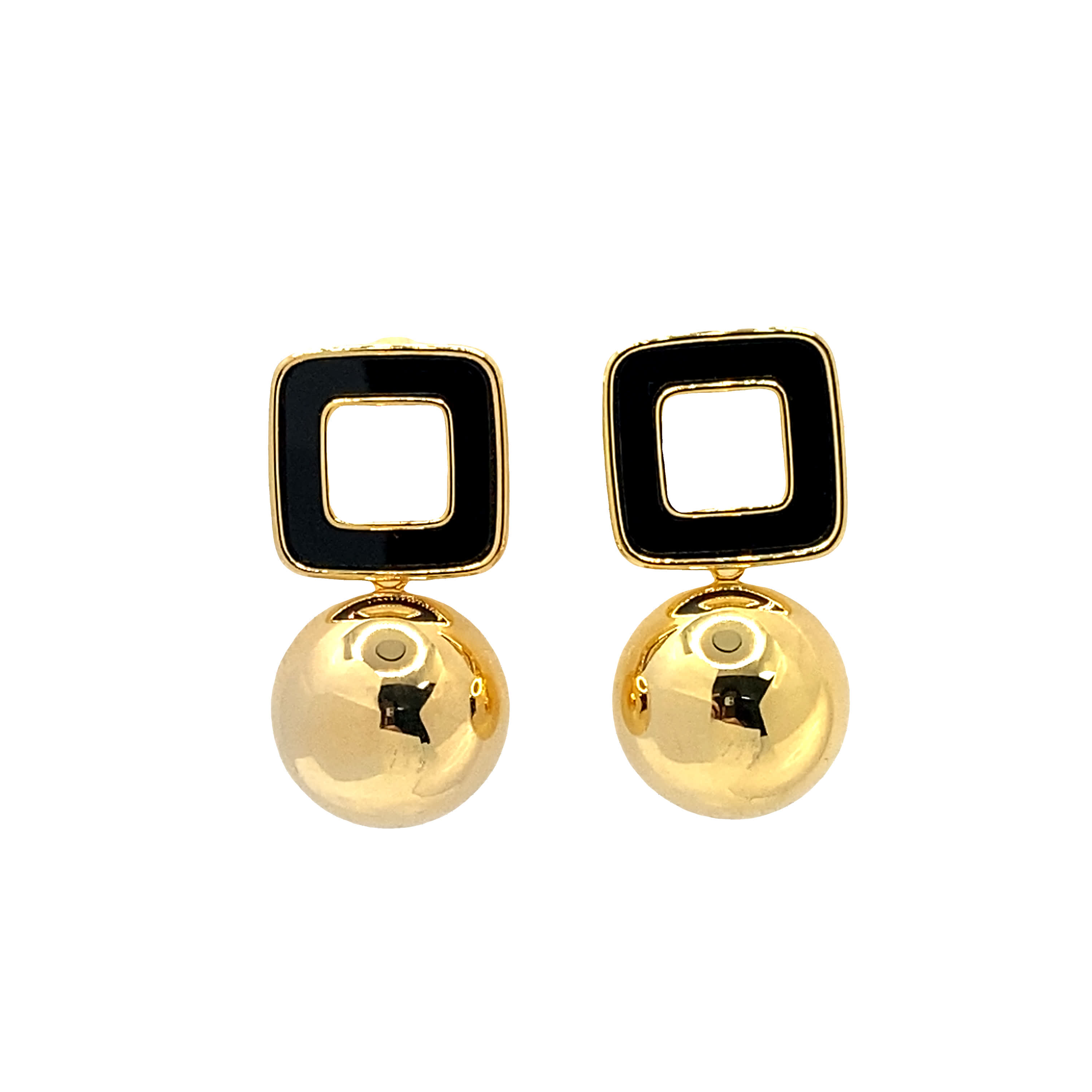 Eleganckie wiszące kolczyki w kolorze żółtego złota z geometrycznymi akcentami