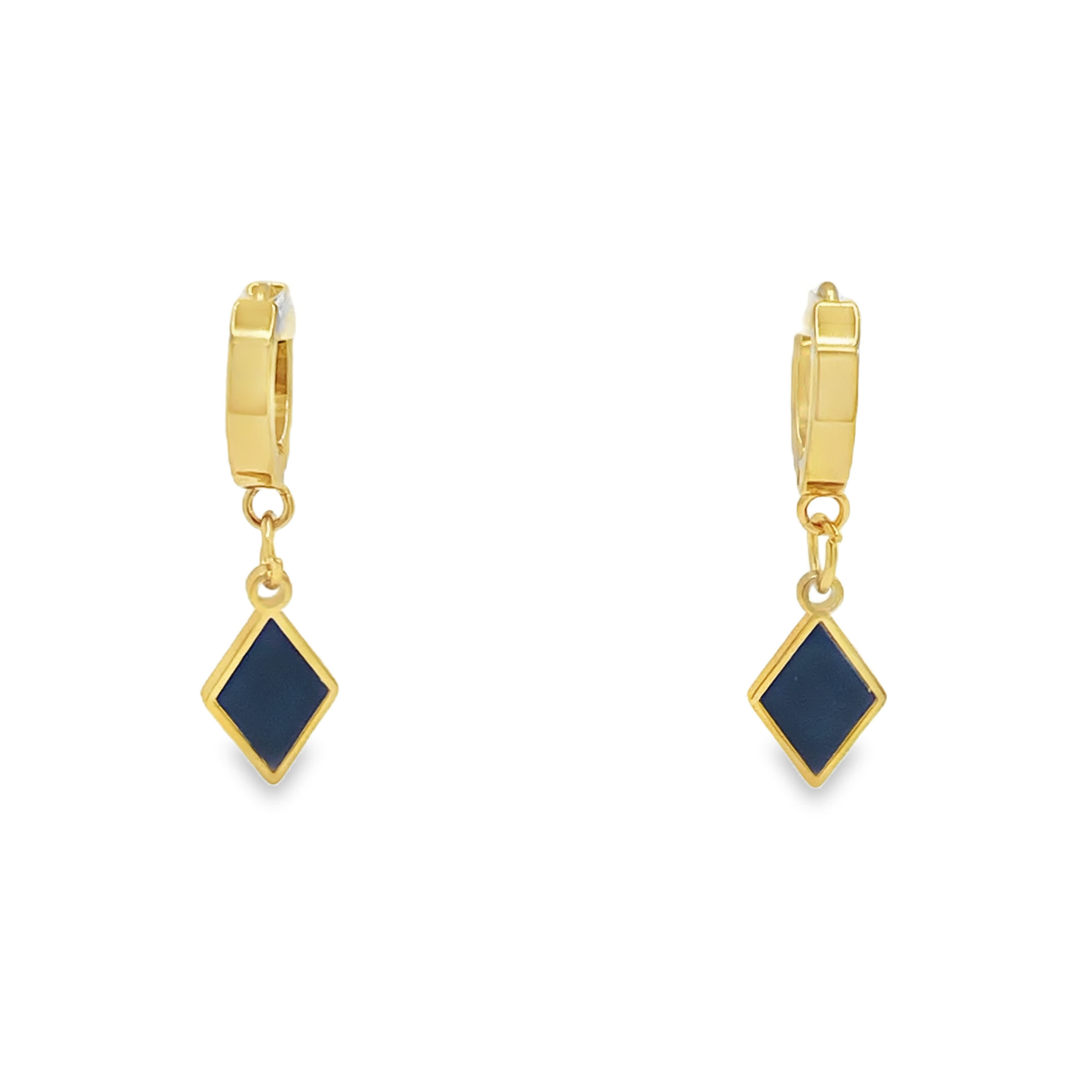 Kolczyki-koła w kolorze żółtego złota w kształcie diamentu