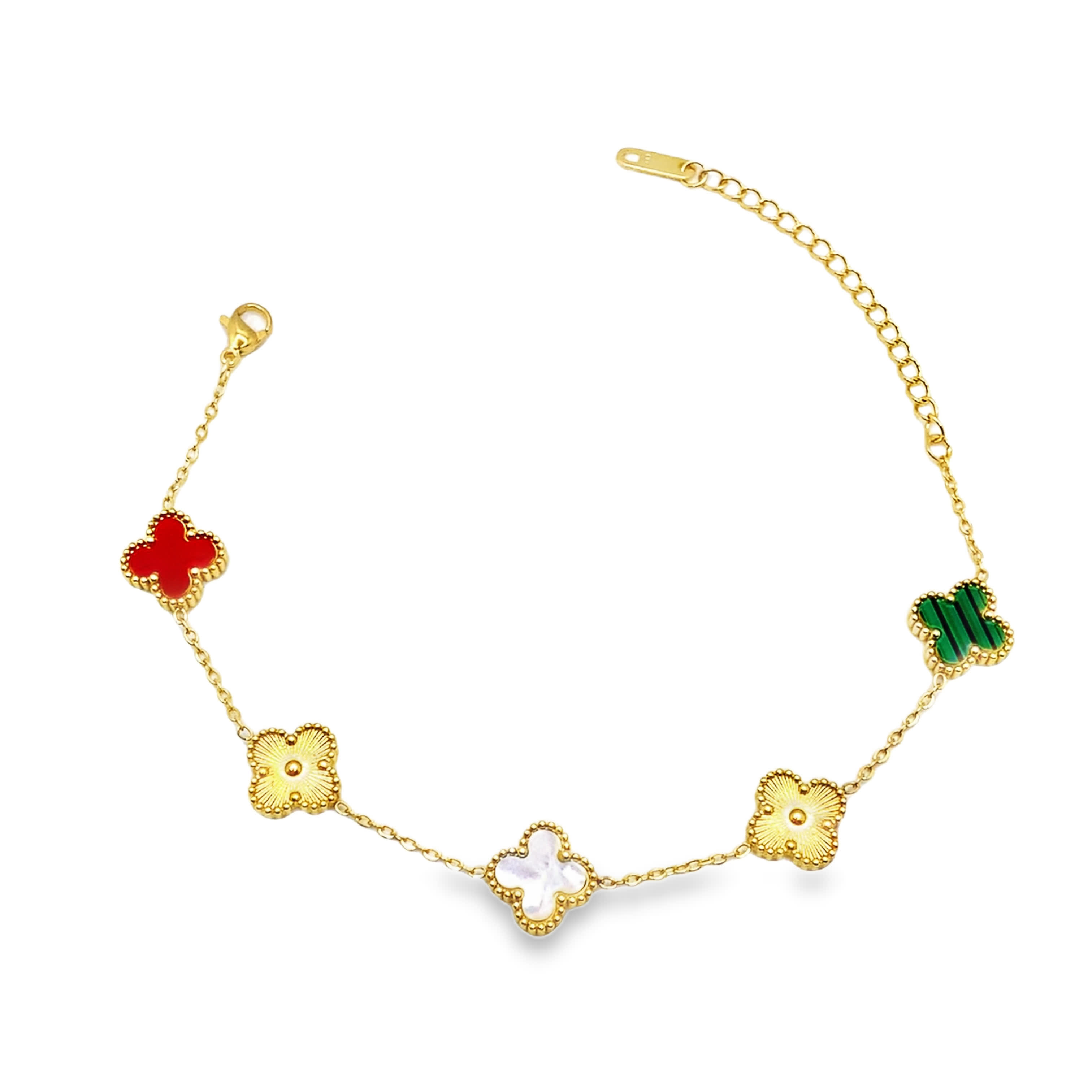 Elegancka bransoletka w kolorze żółtego złota z zawieszkami z malachitu