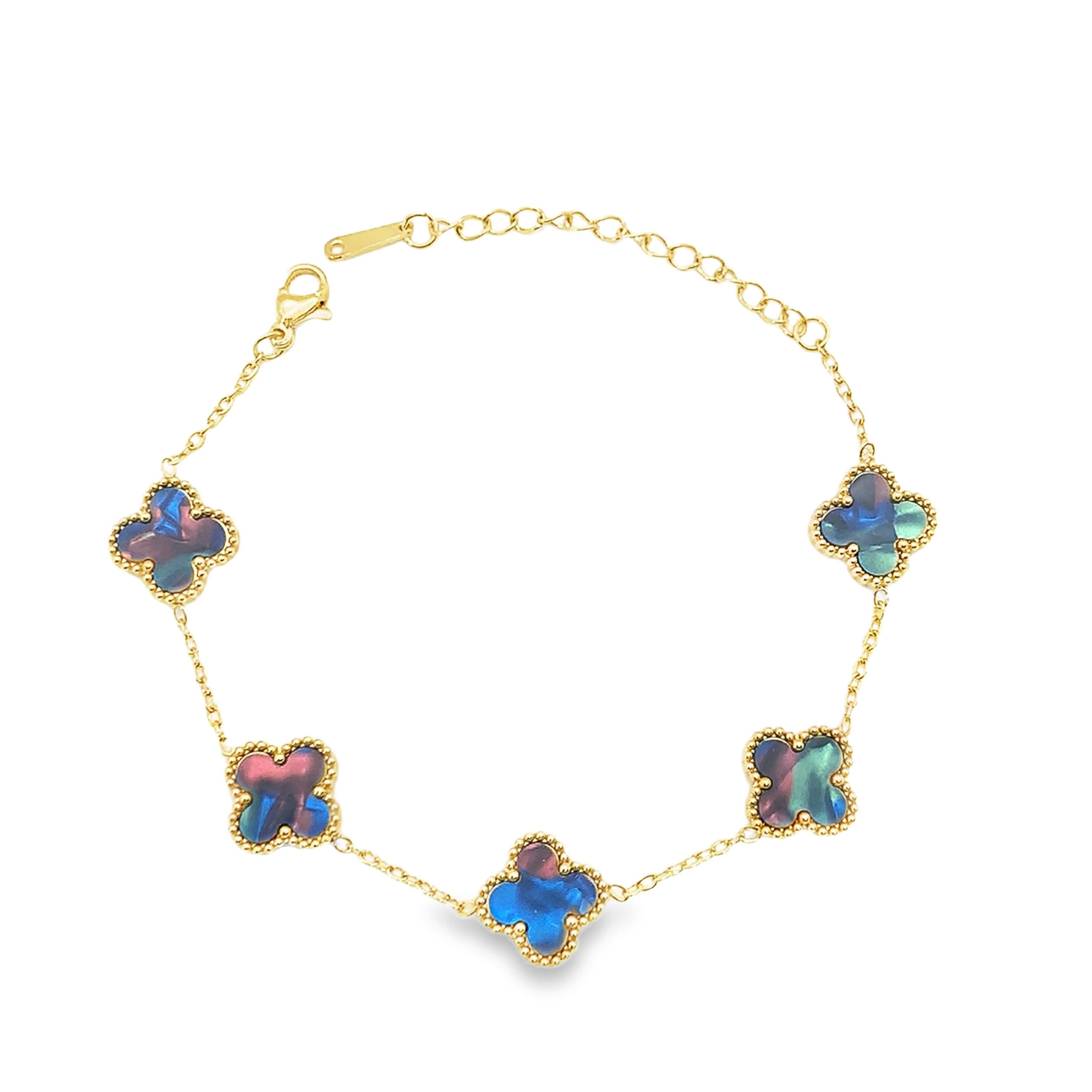 Bransoletka z łańcuszkiem w kolorze żółtego złota z motywem kwiatowym