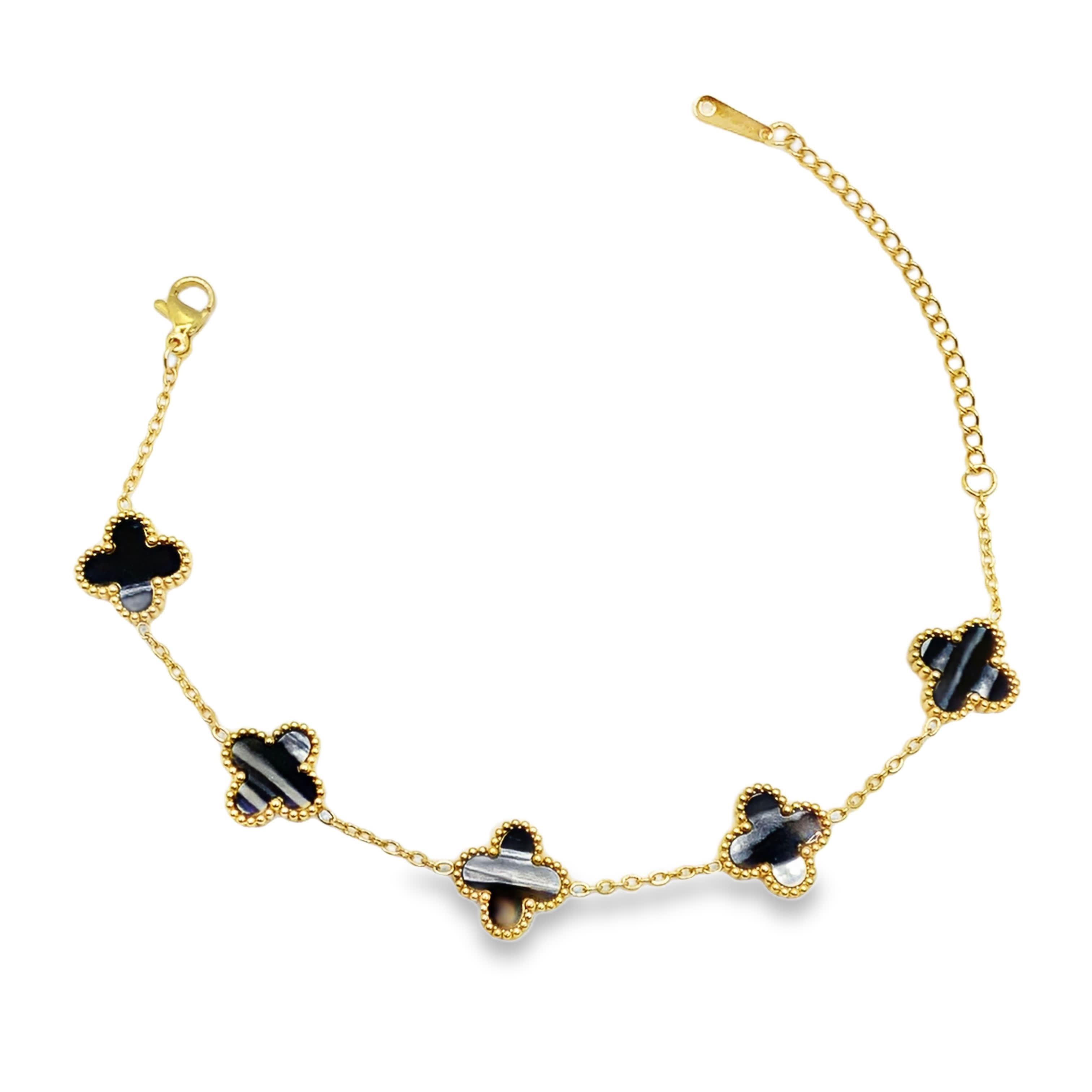 Bransoletka z zawieszką koniczyny w kolorze żółtego złota