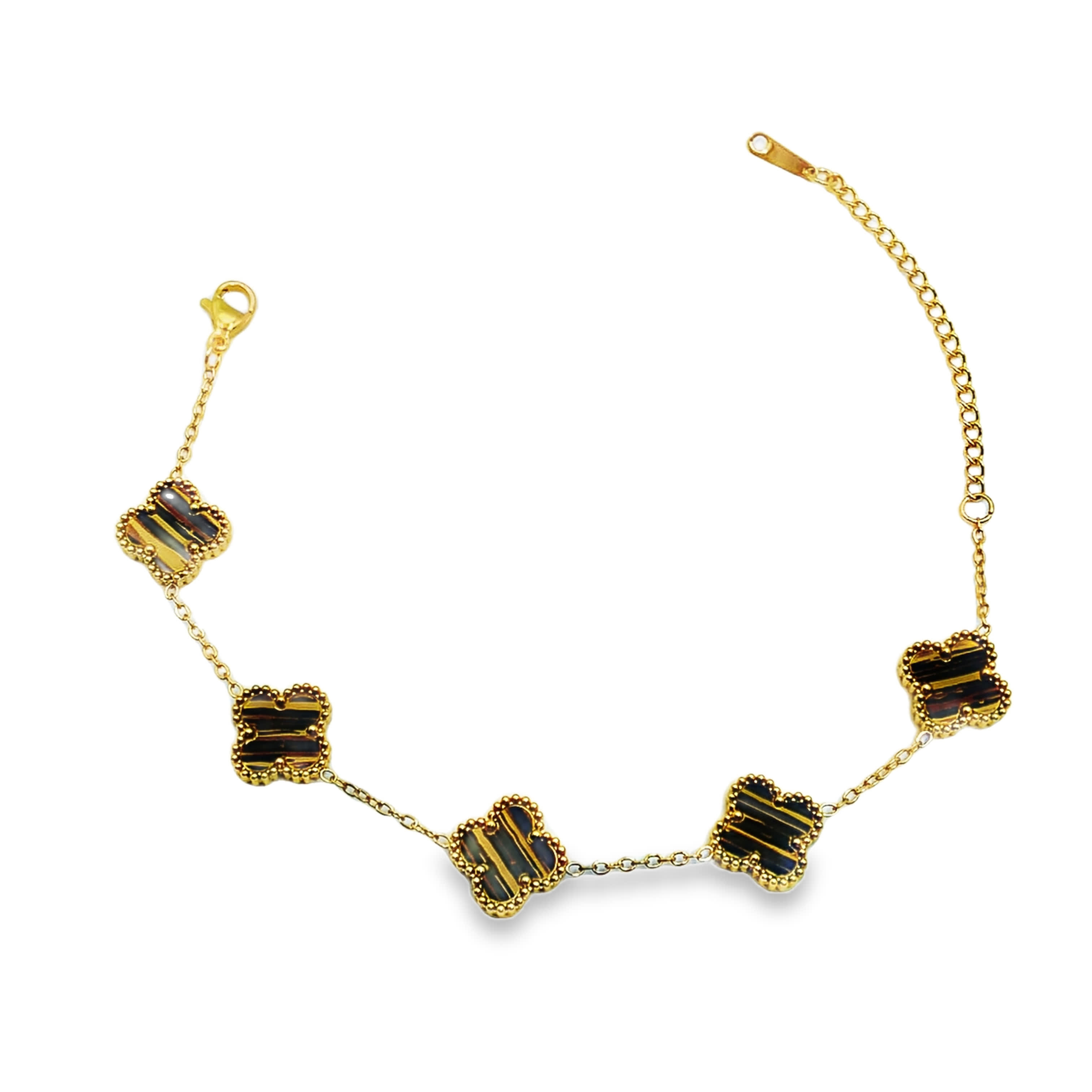 Bransoletka z łańcuszkiem w kolorze żółtego złota z motywem koniczyny