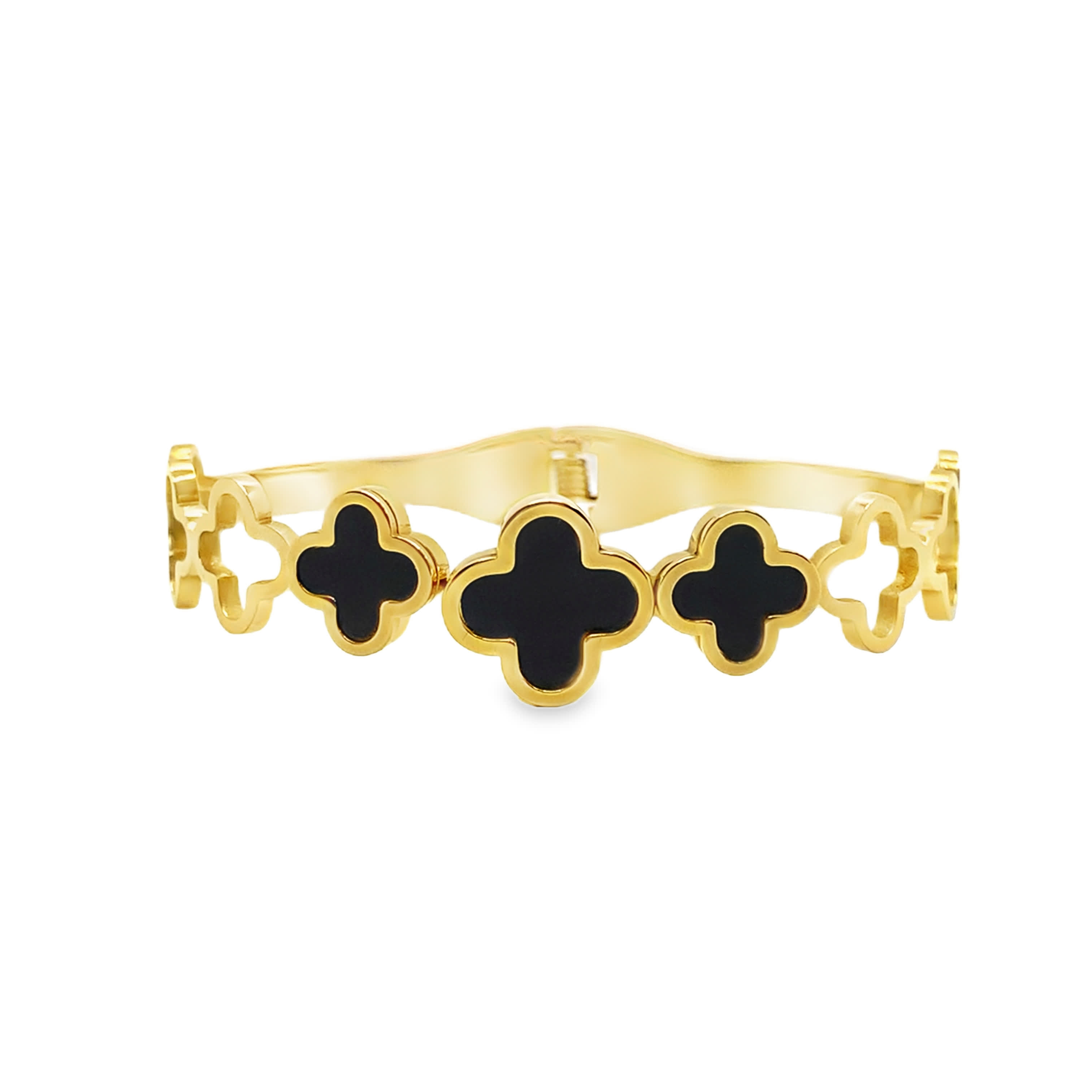 Elegancka bransoletka koniczyna w kolorze żółtego złota