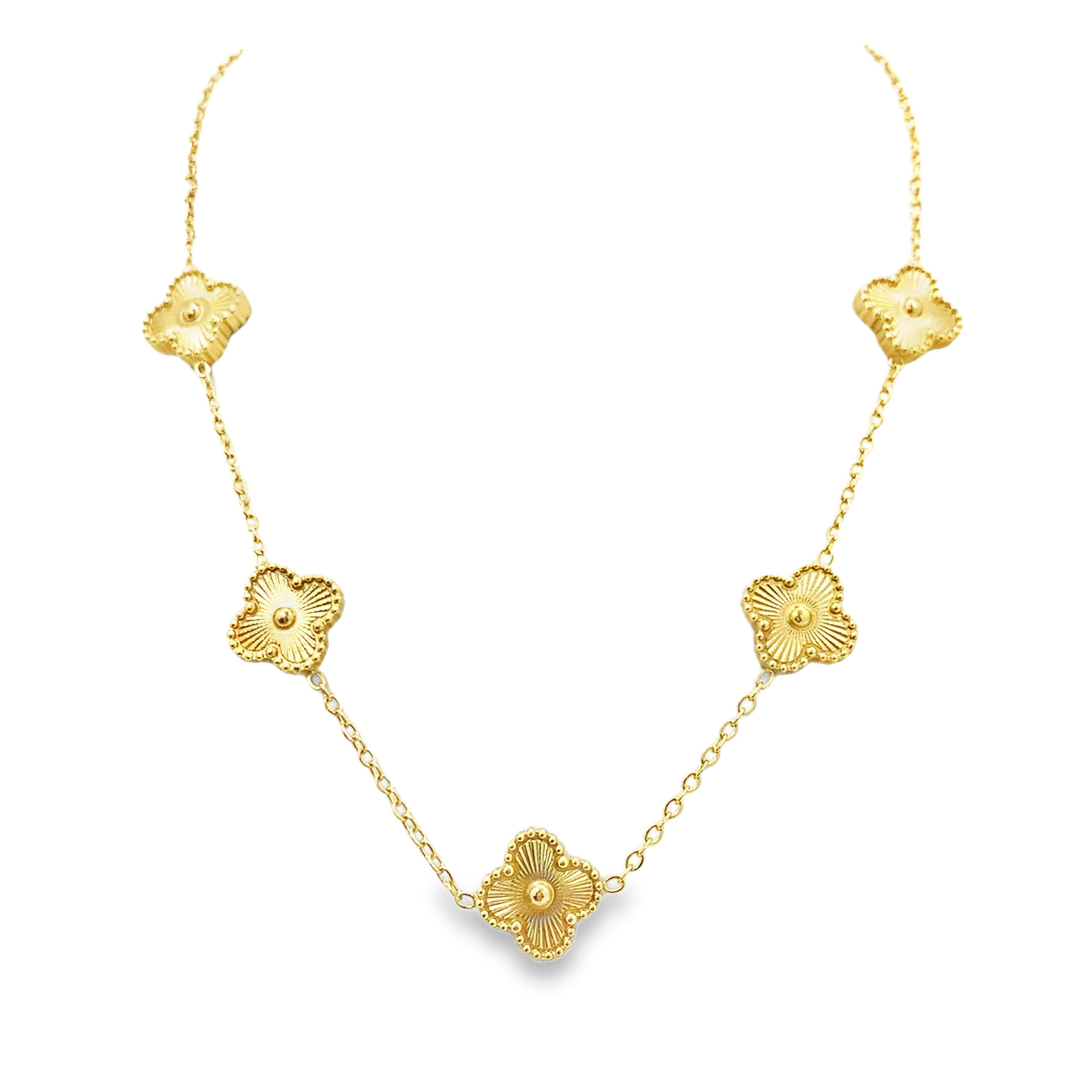 Elegancki naszyjnik z żółtego złota z motywem koniczyny