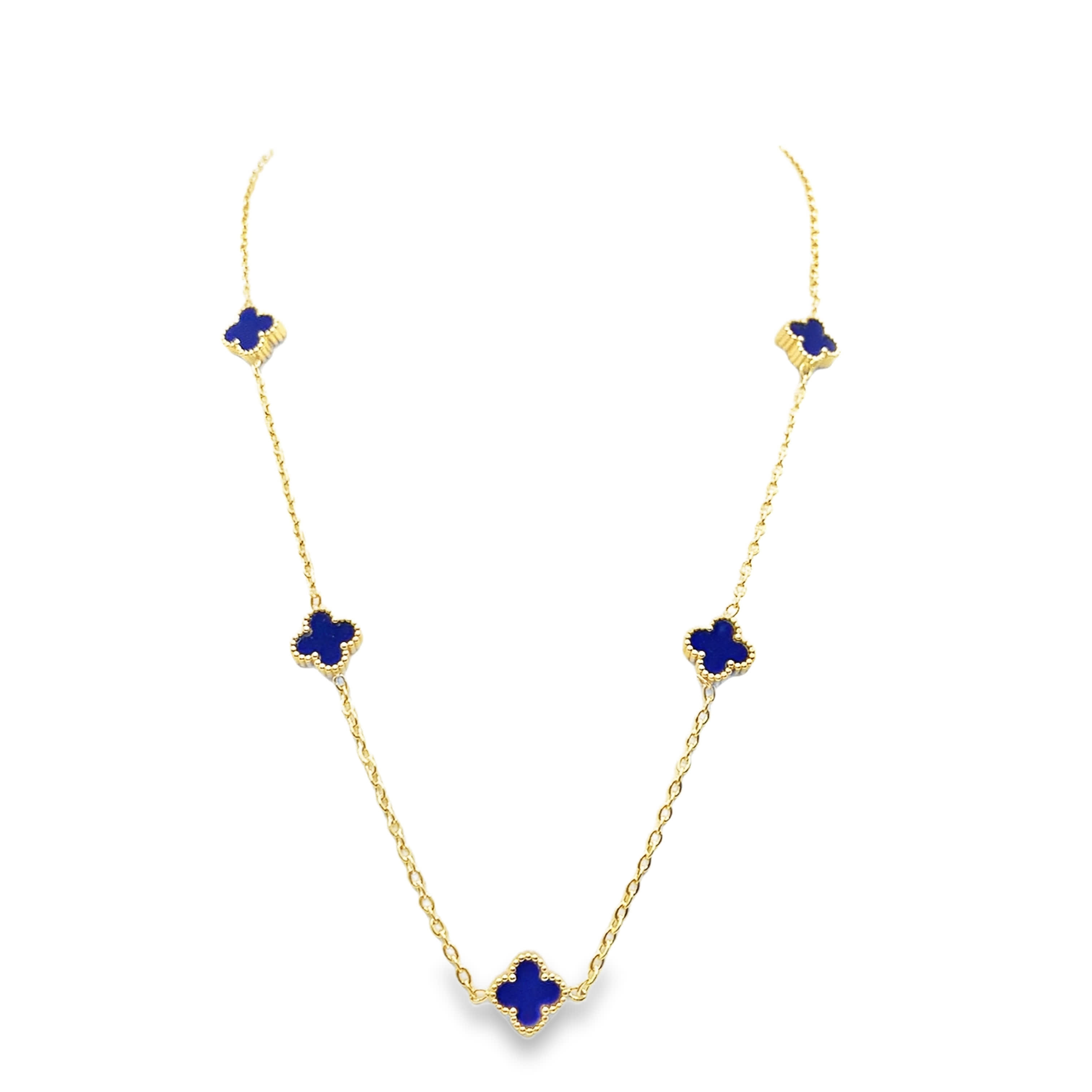 Elegancki naszyjnik z żółtego złota z akcentami lapis lazuli