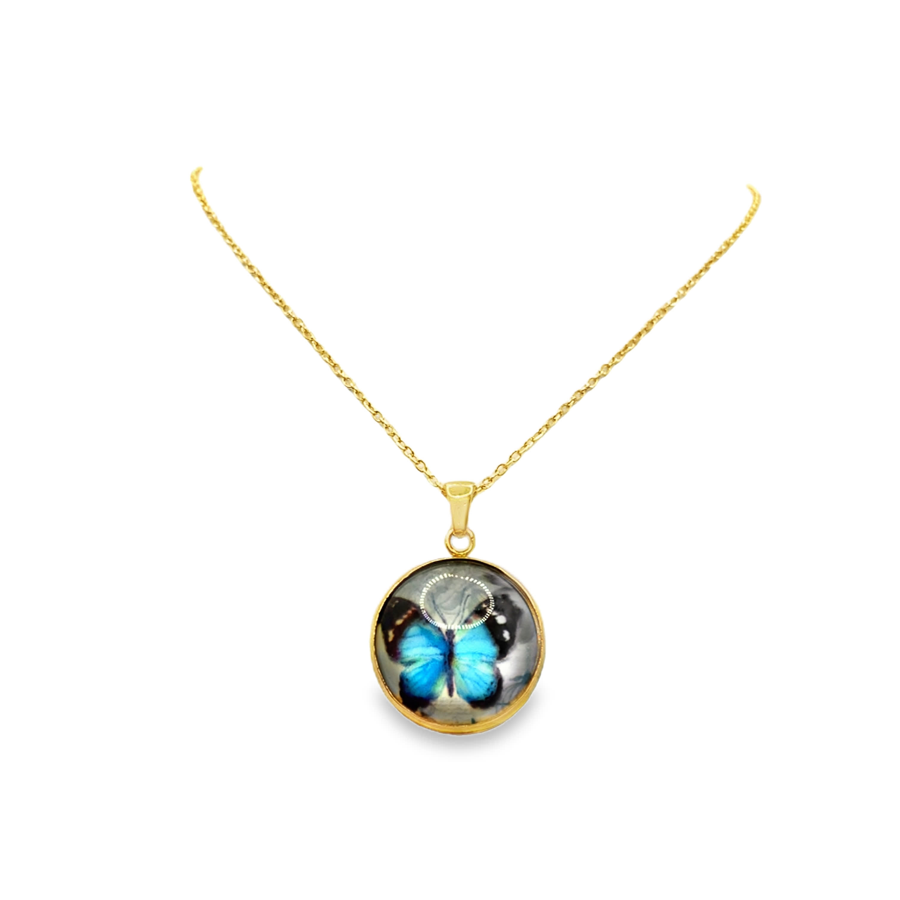 Naszyjnik z żółtego złota z zawieszką w kształcie motyla