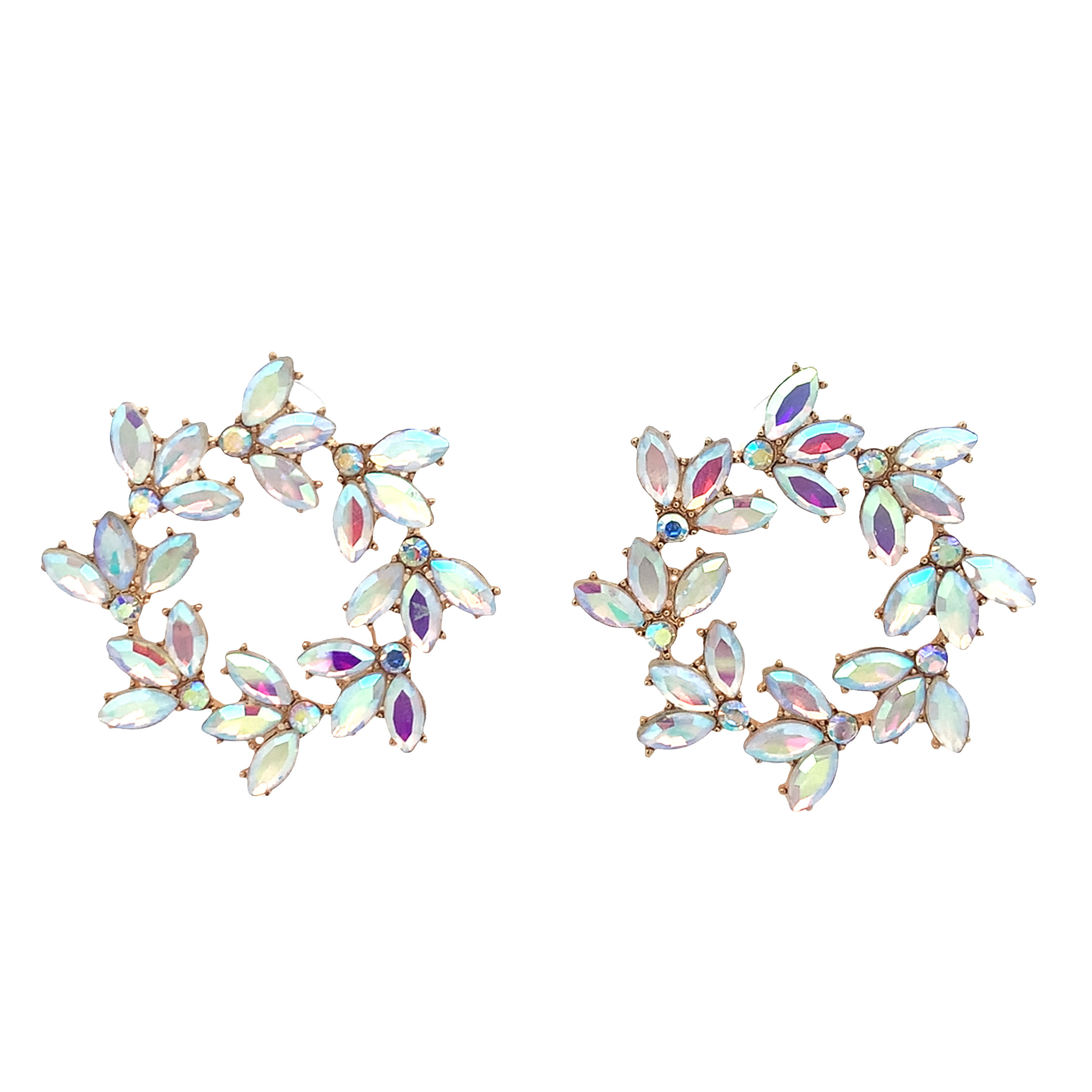 Kolczyki koła w kolorze żółtego złota z kryształowymi akcentami