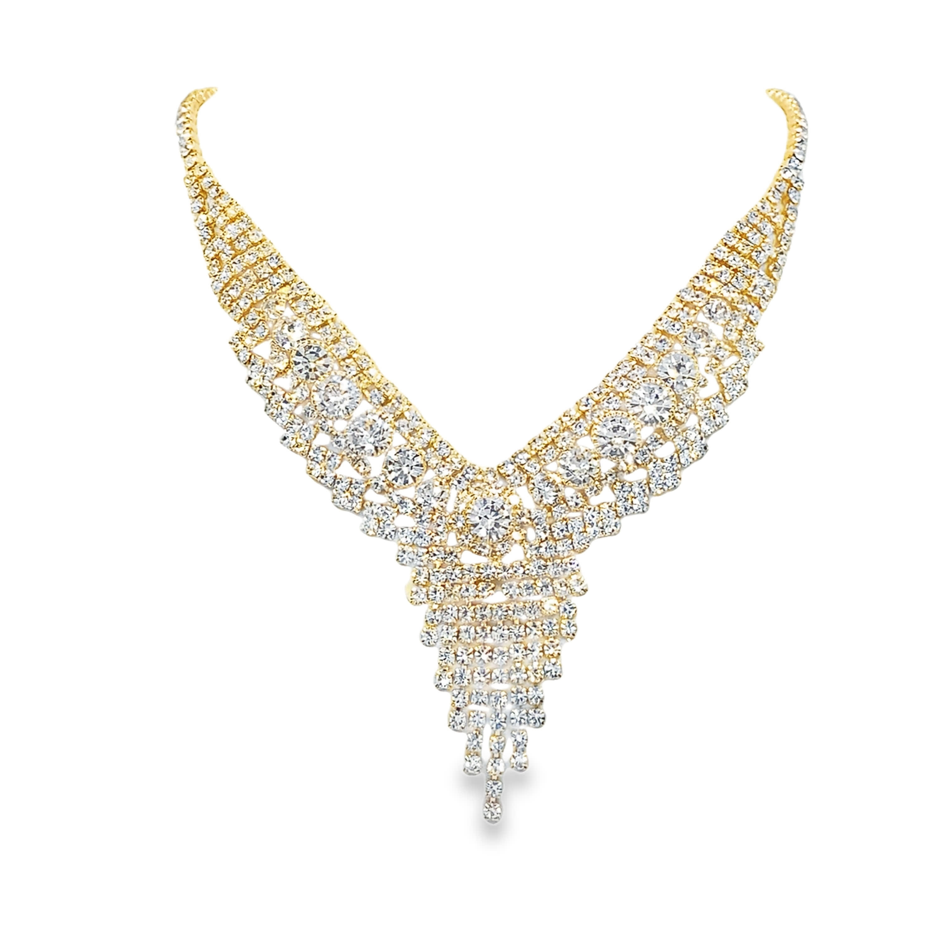 Naszyjnik kaskadowy w kolorze żółtego złota z diamentami