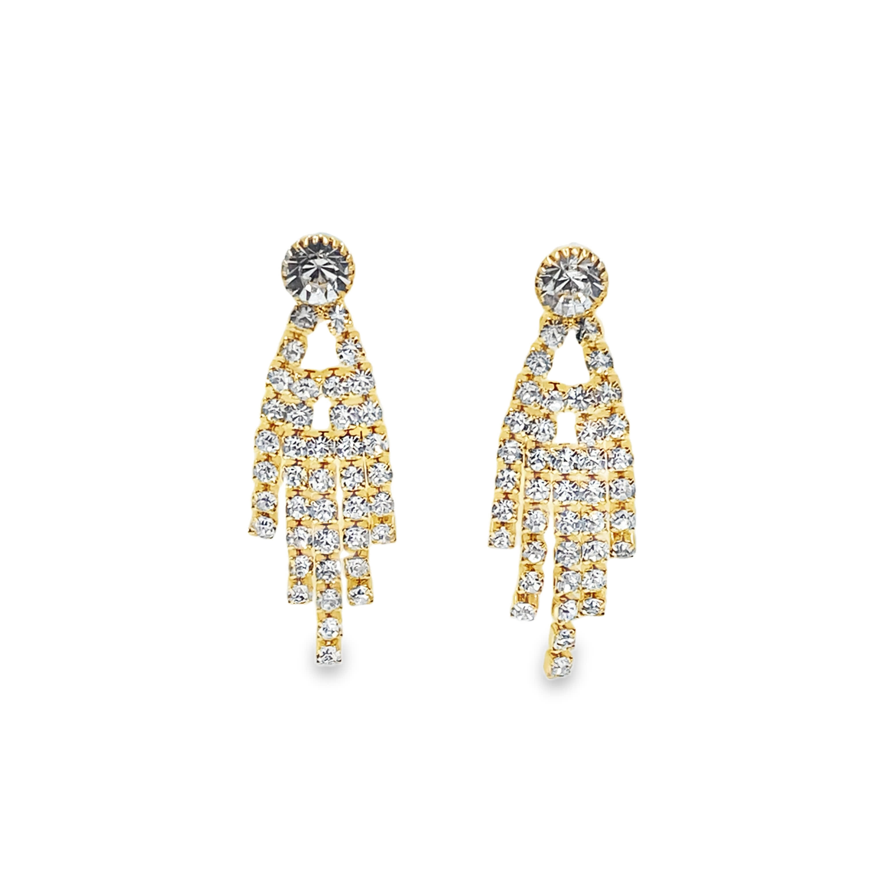 Kolczyki wiszące w kolorze żółtego złota z diamentami, szlif brylantowy
