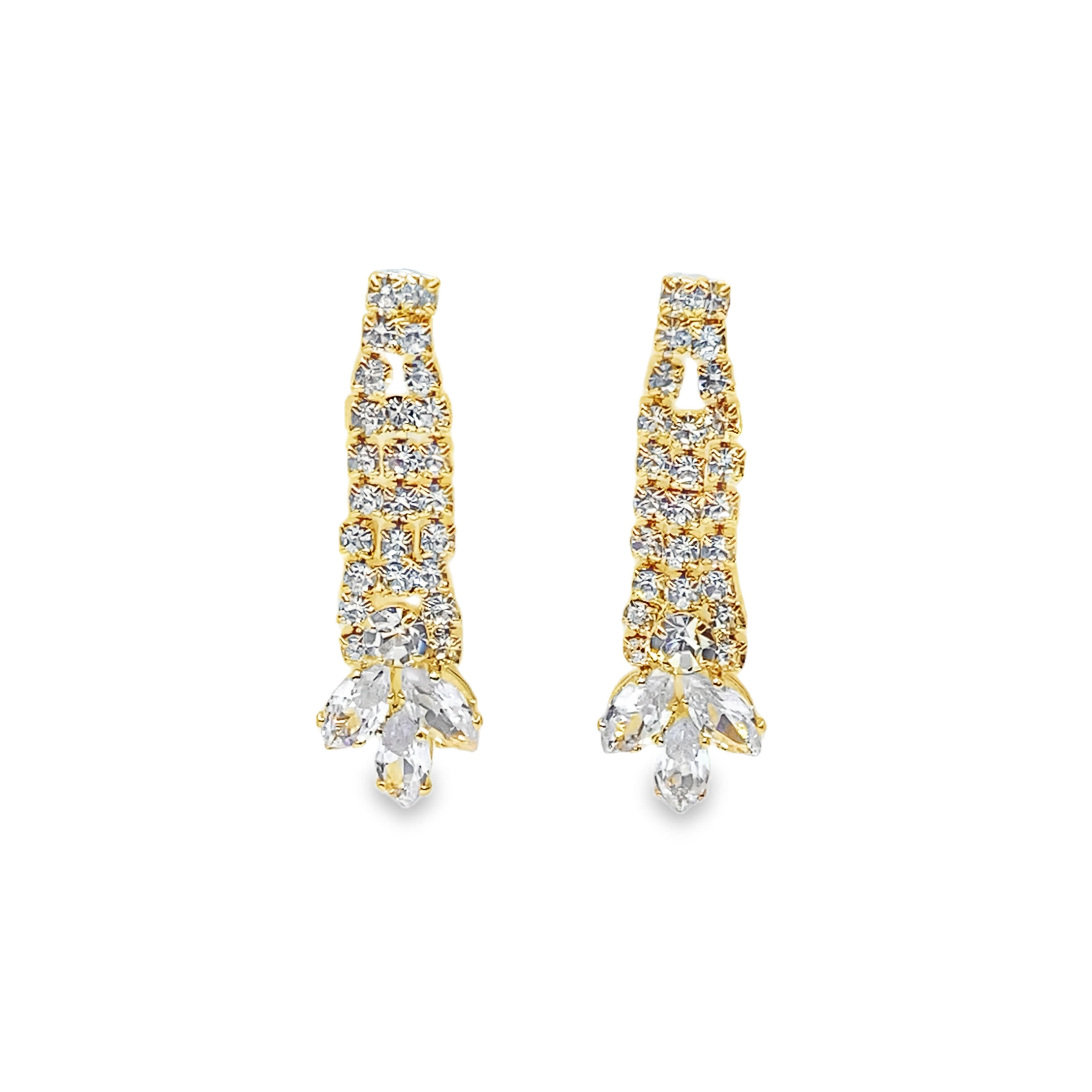 Eleganckie wiszące kolczyki w kolorze żółtego złota z brylantami