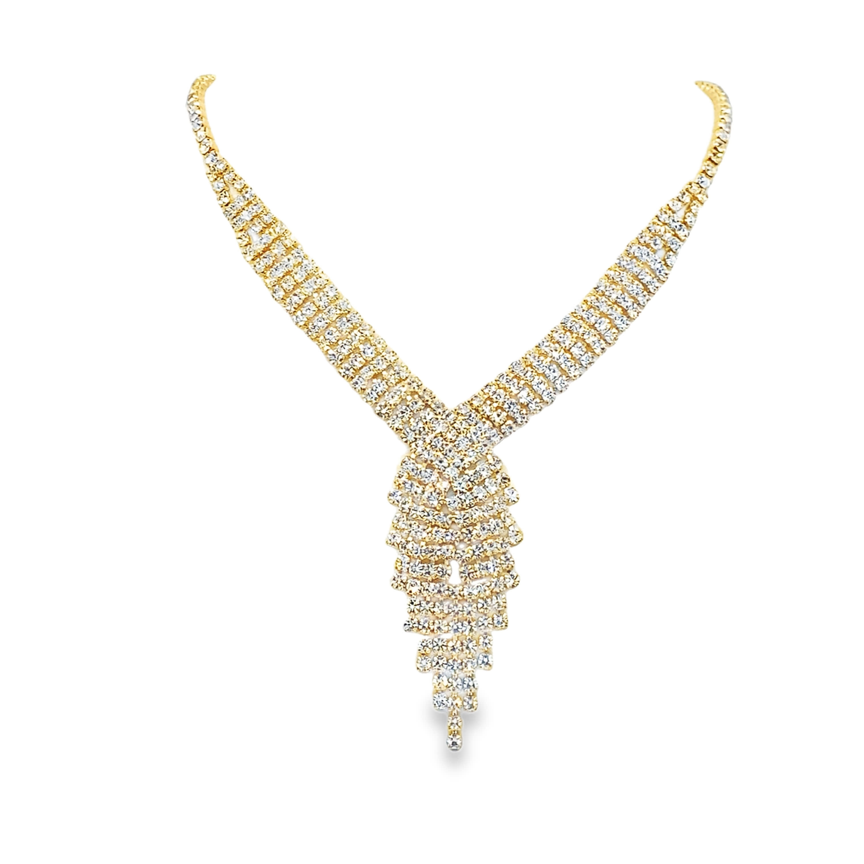Naszyjnik kaskadowy w kolorze żółtego złota z diamentami