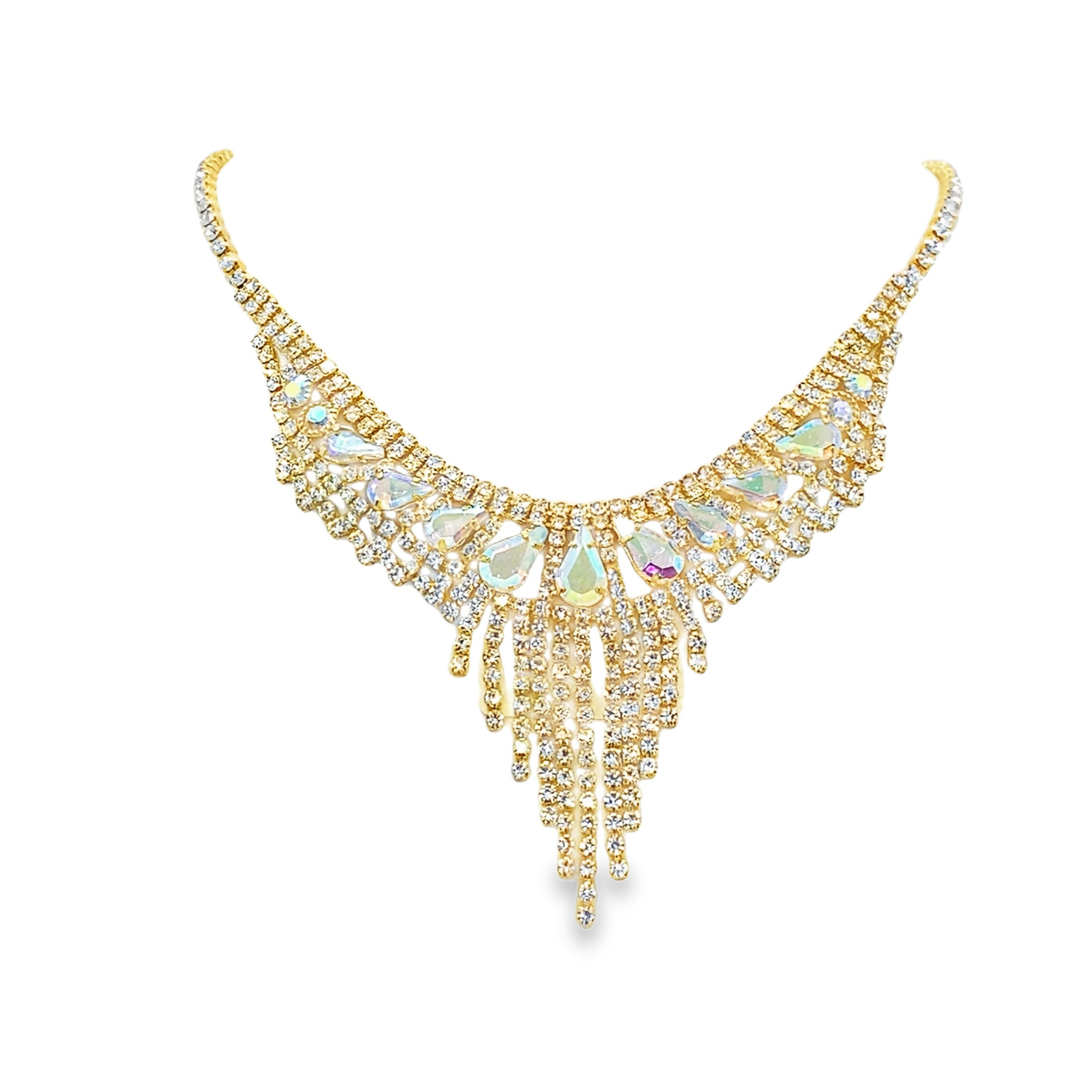 Naszyjnik w kolorze żółtego złota z kryształem i diamentami