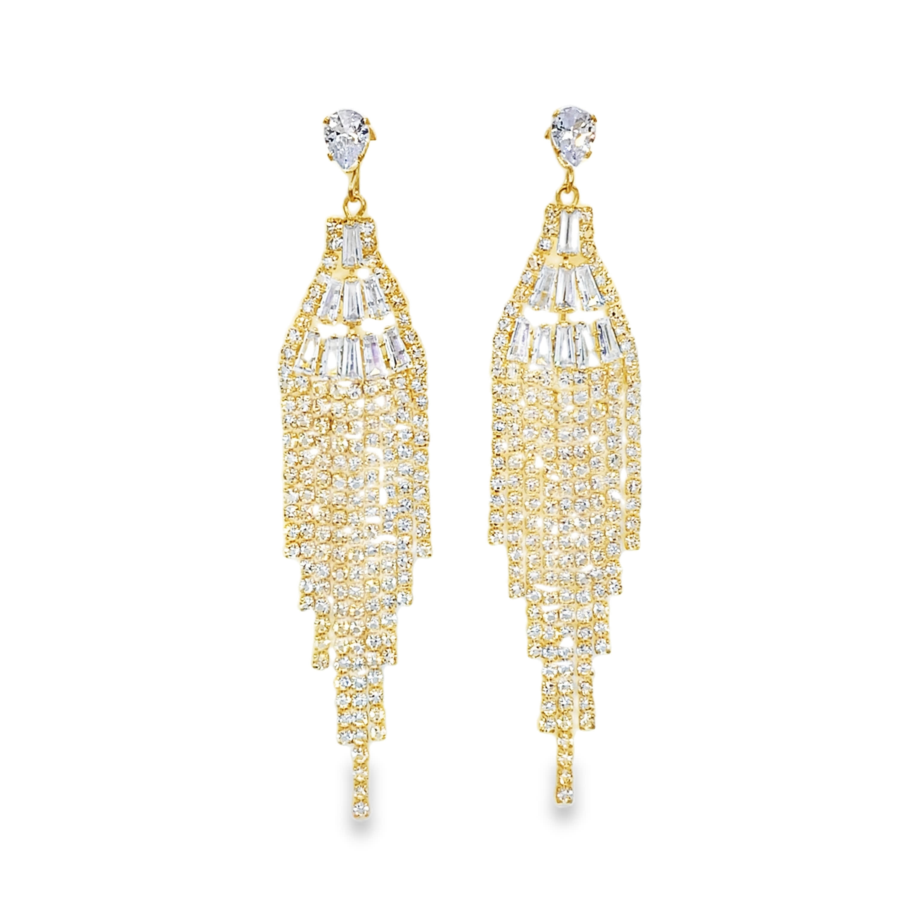 Kolczyki wiszące w kolorze żółtego złota z kryształowymi koralikami