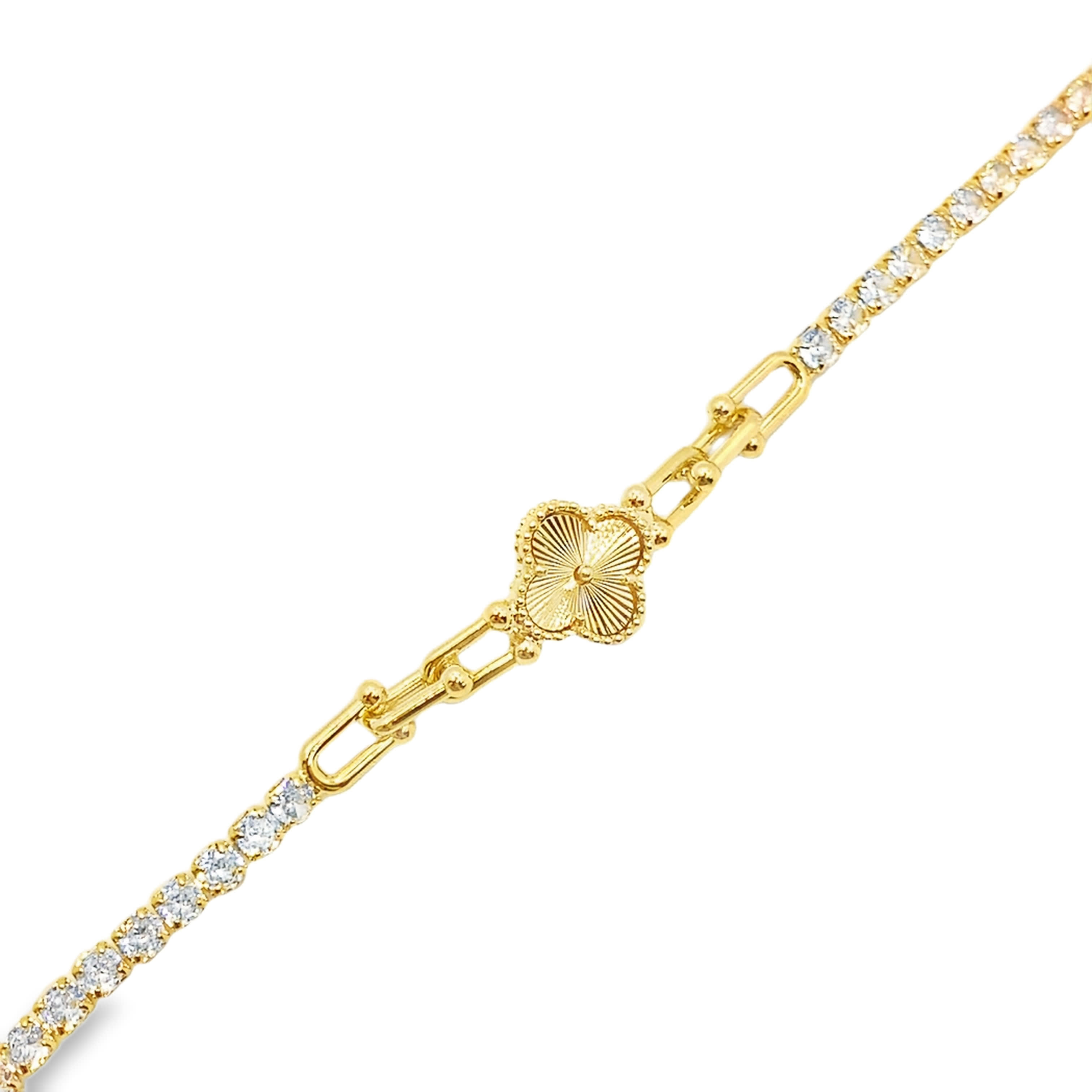 Bransoletka tenisowa z diamentami w żółtym złocie z okrągłymi diamentami