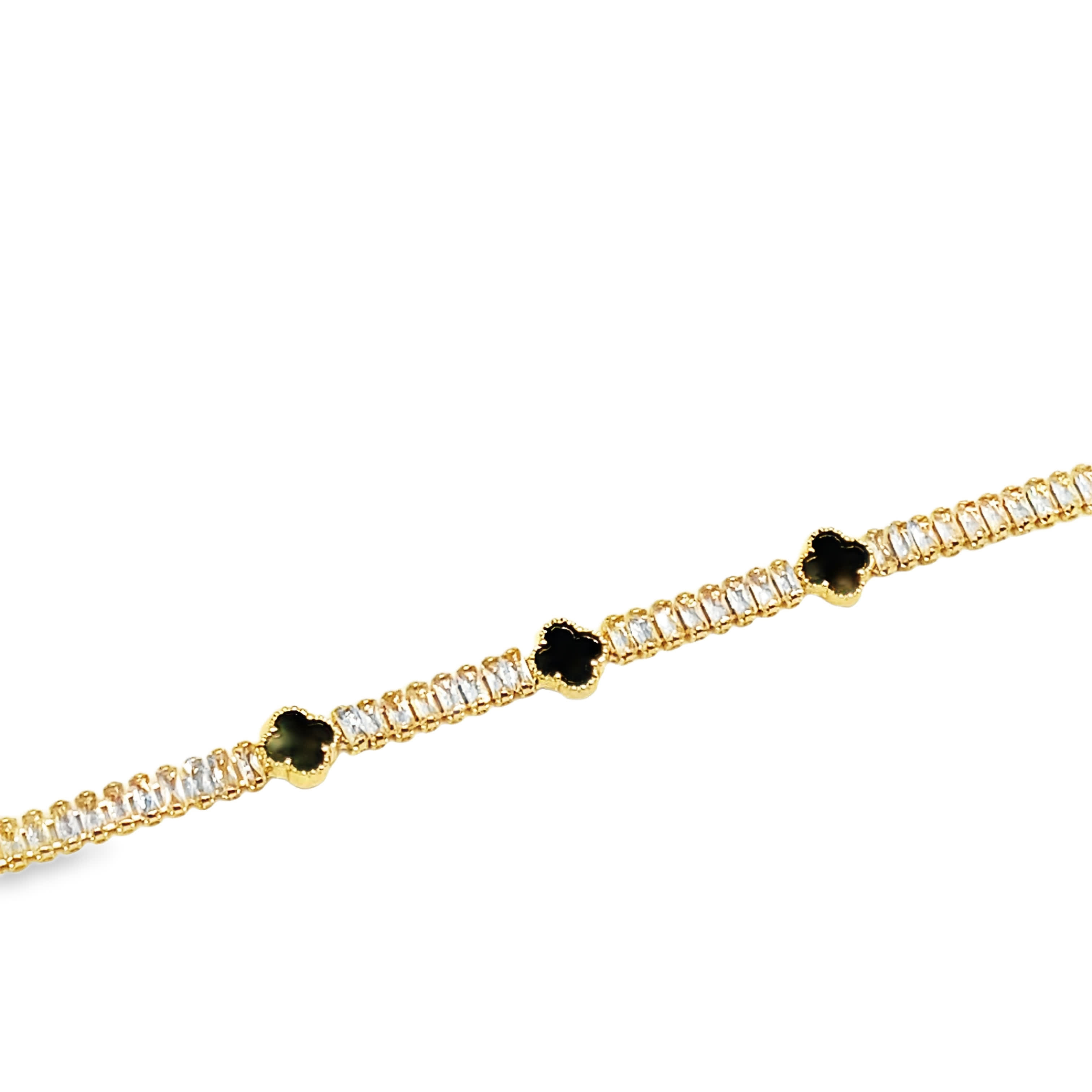 Bransoletka z łańcuszkiem w kolorze żółtego złota z motywem koniczyny