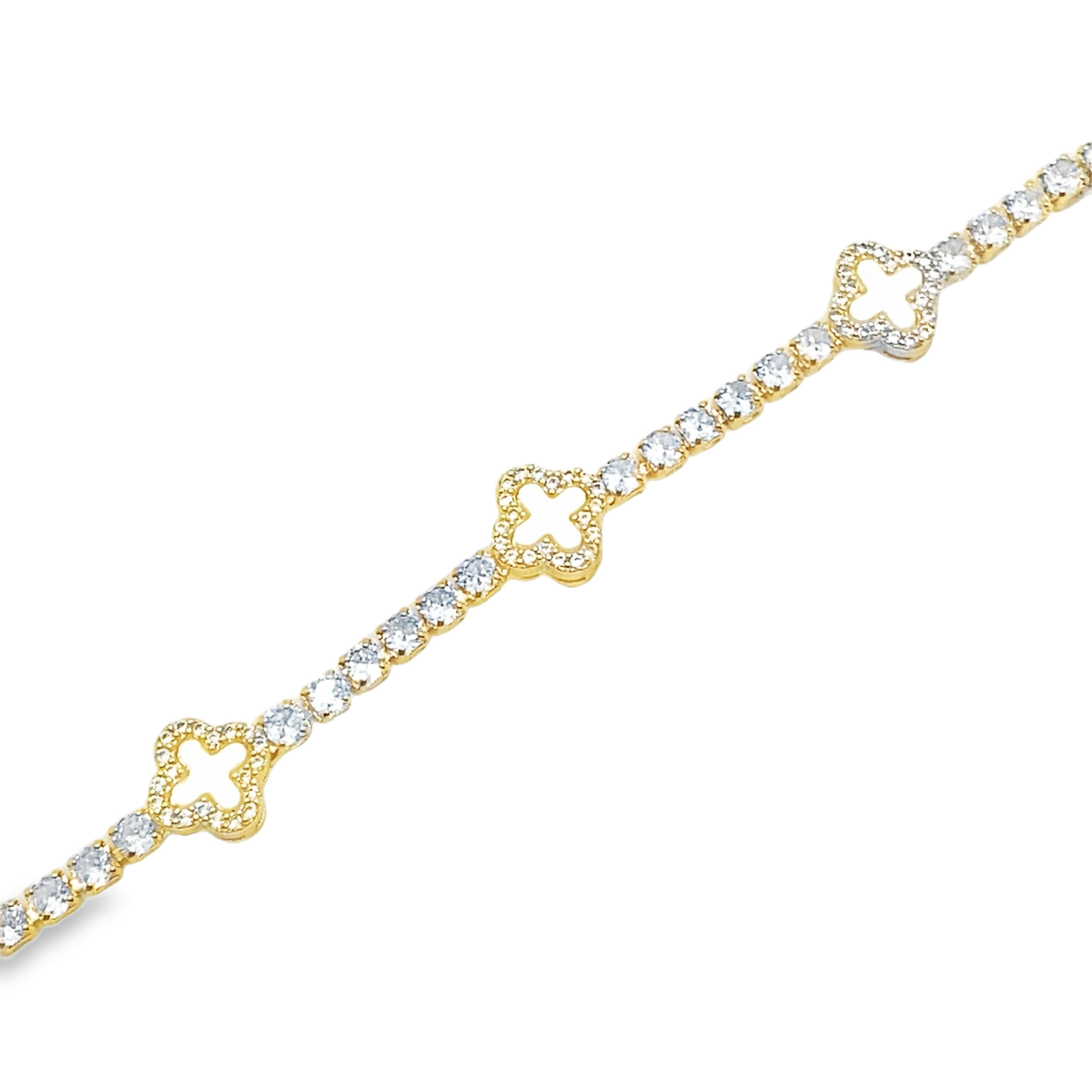 Bransoletka tenisowa w kolorze żółtego złota z okrągłymi diamentami