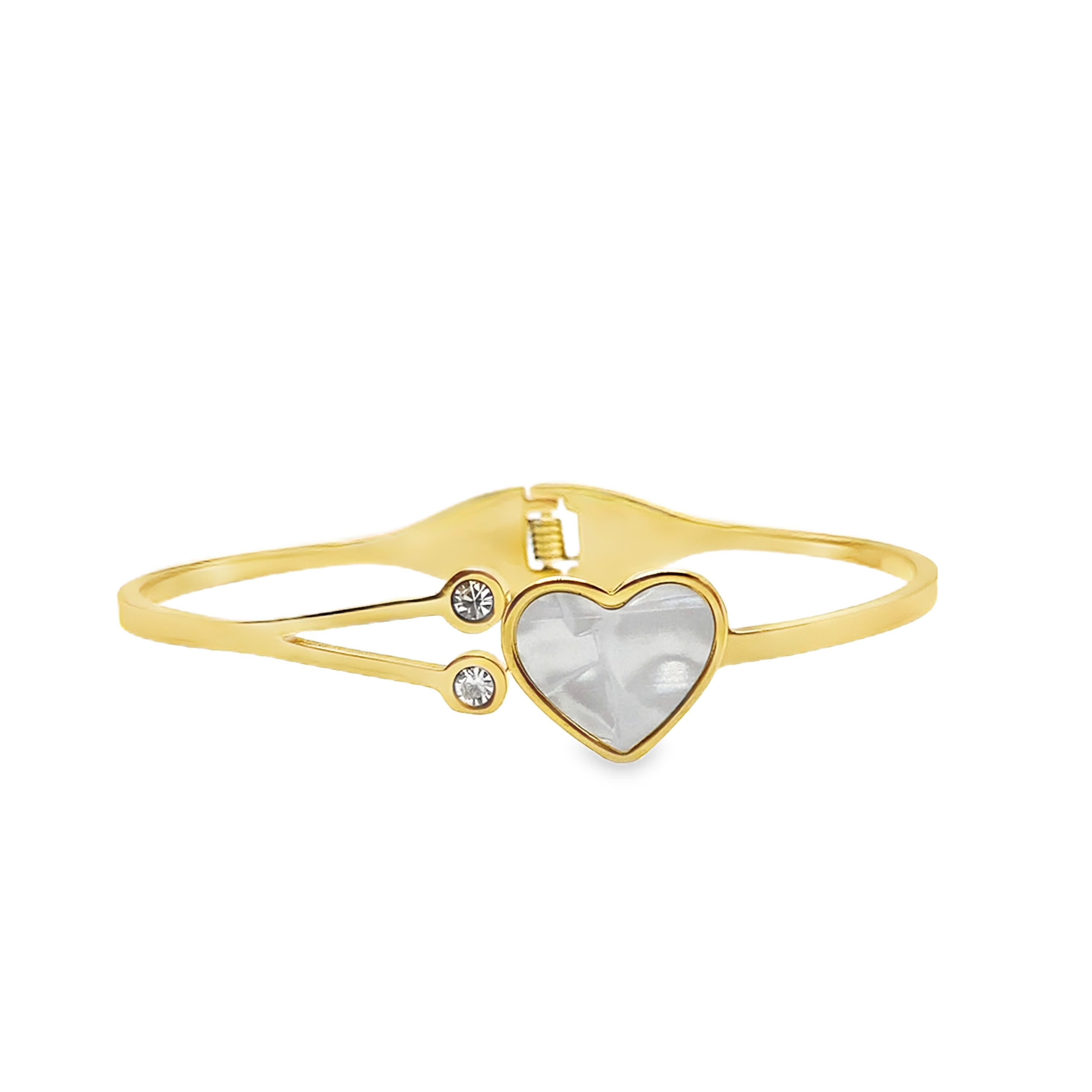 Bransoletka w kolorze żółtego złota z perłą w kształcie serca