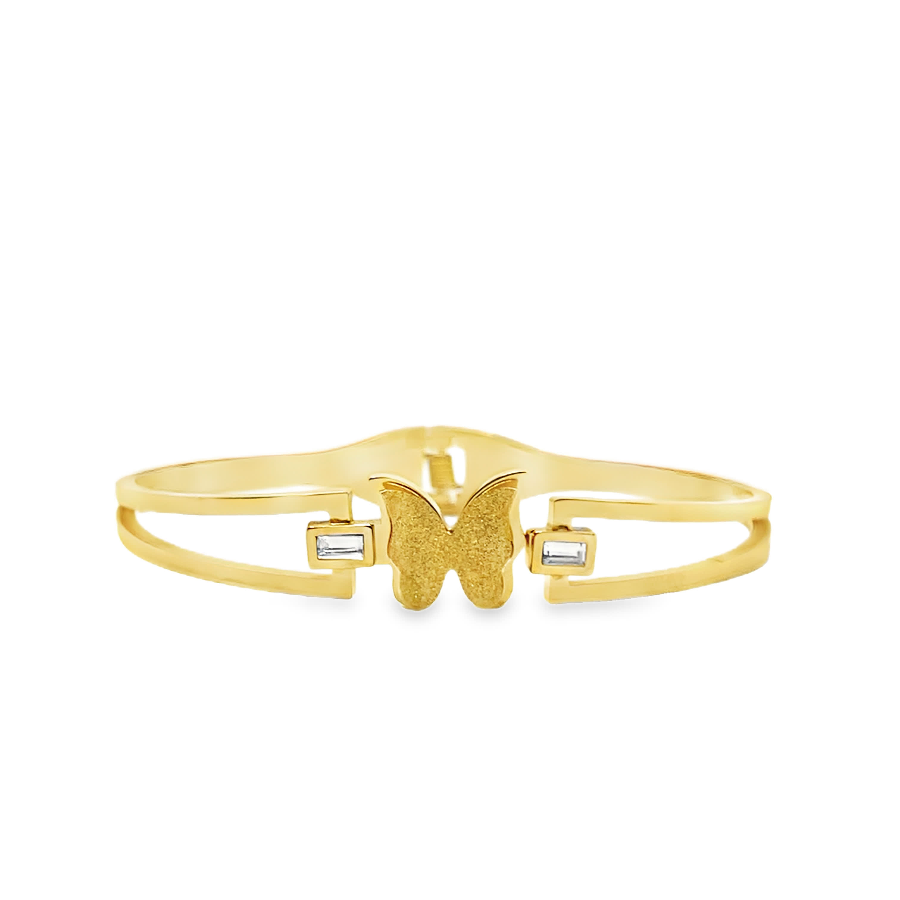 Bransoletka motyl w kolorze żółtego złota z kryształowymi akcentami