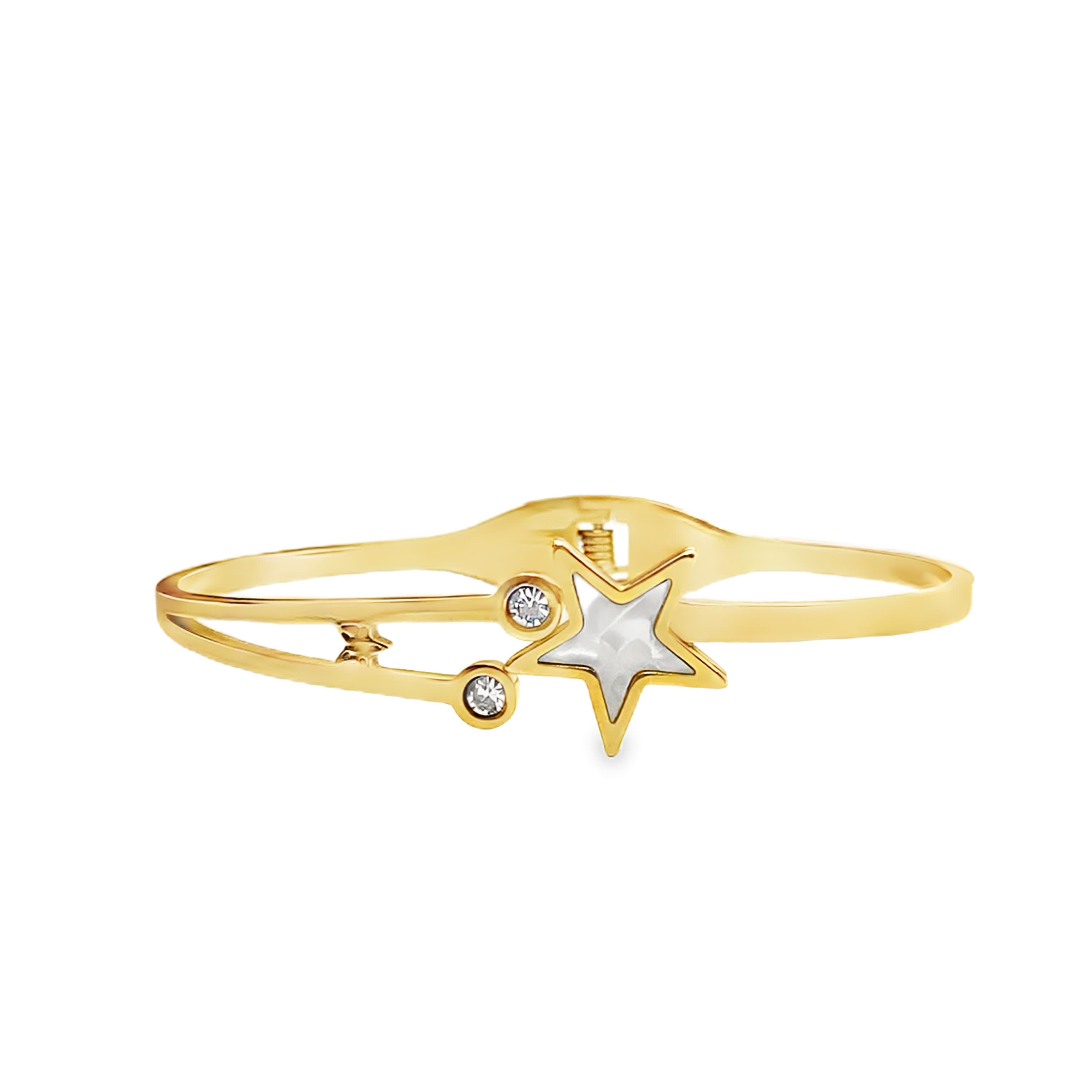 Bransoletka w kolorze żółtego złota z akcentami diamentowymi i detalami w kształcie gwiazdek