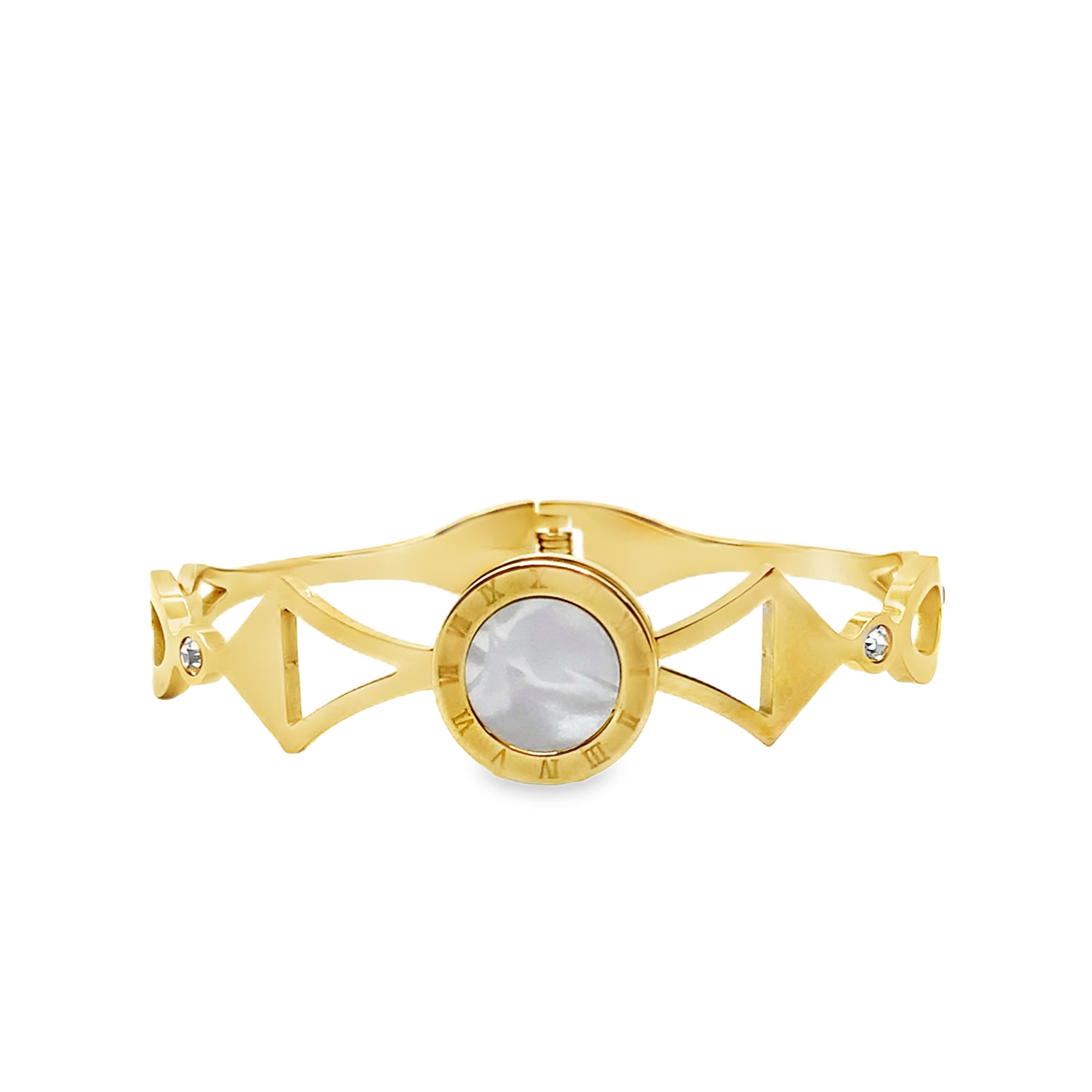 Bransoletka z żółtego złota z perłowym elementem centralnym