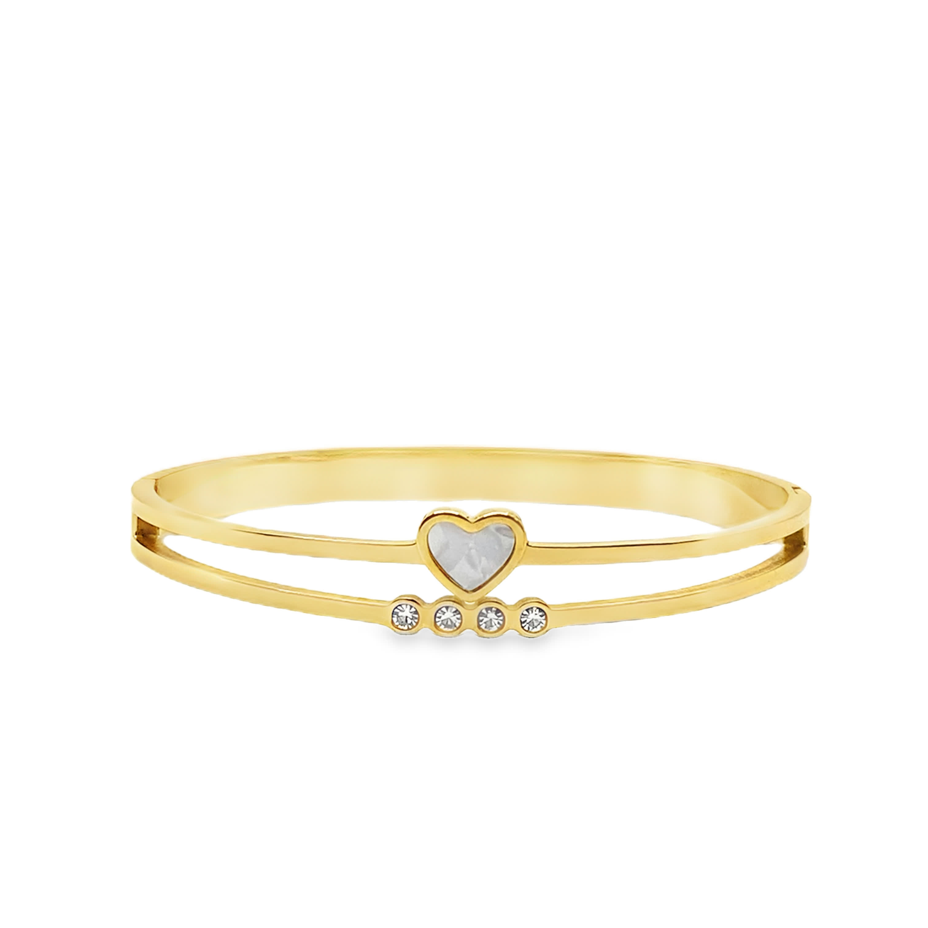 Bransoletka z żółtego złota z podwójnym rzędem kryształów