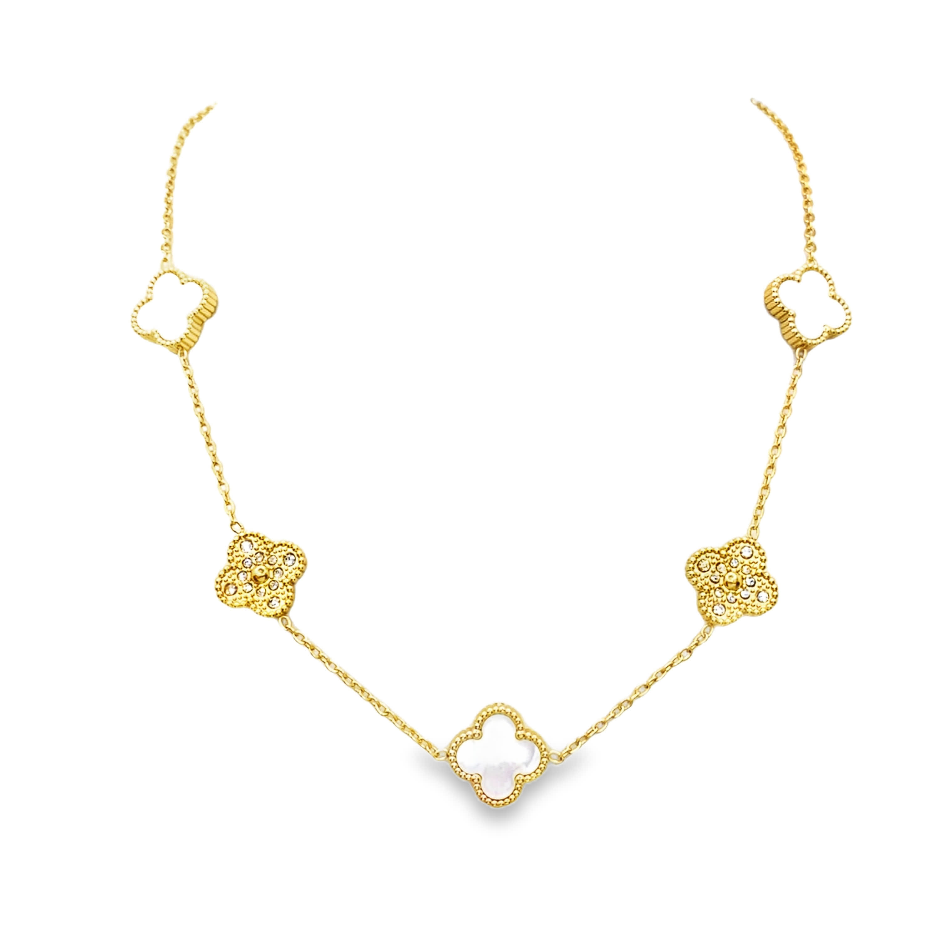 Naszyjnik z żółtego złota z motywem koniczyny