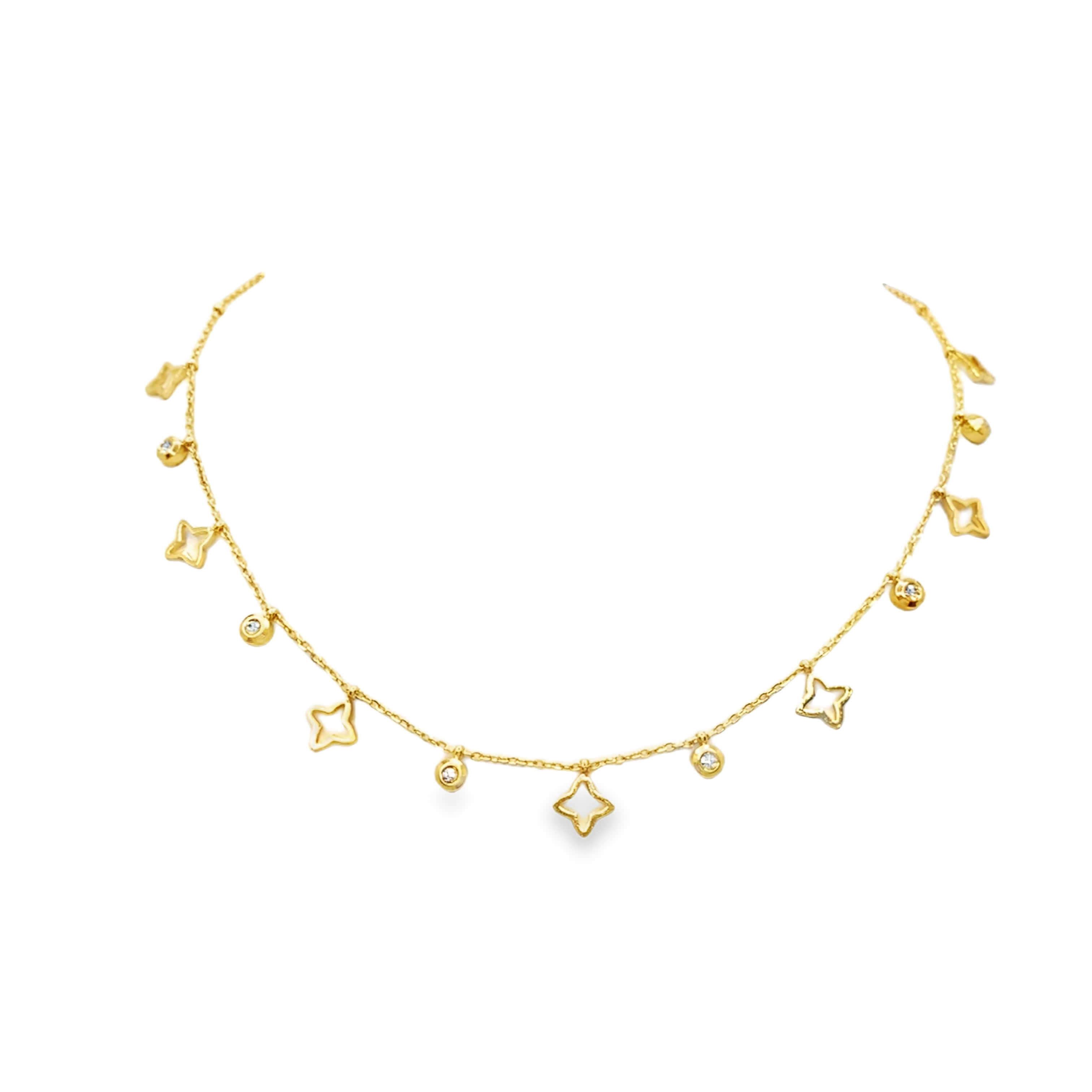 Naszyjnik z żółtego złota z okrągłymi diamentami