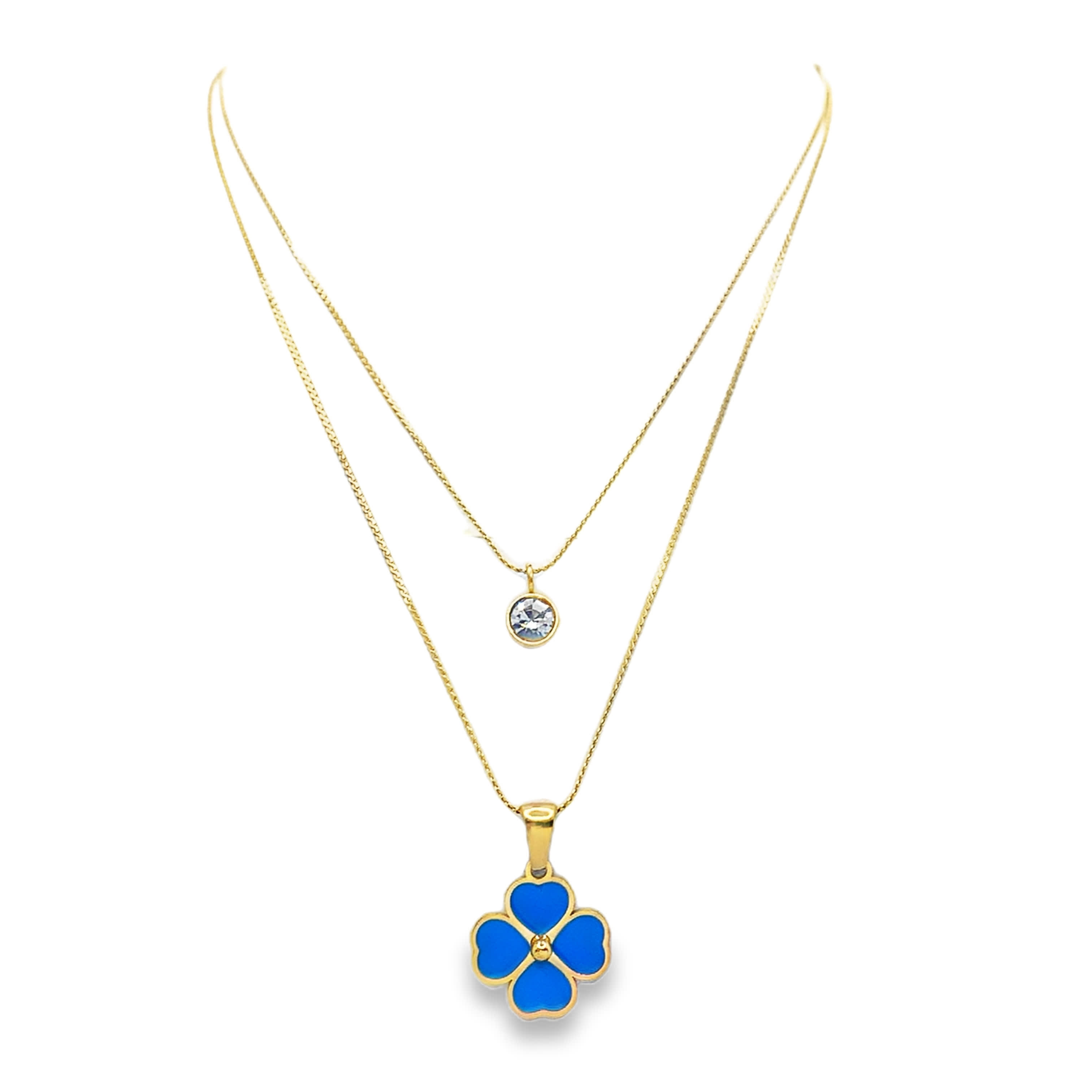 Naszyjnik z żółtego złota z wisiorkiem kryształowym