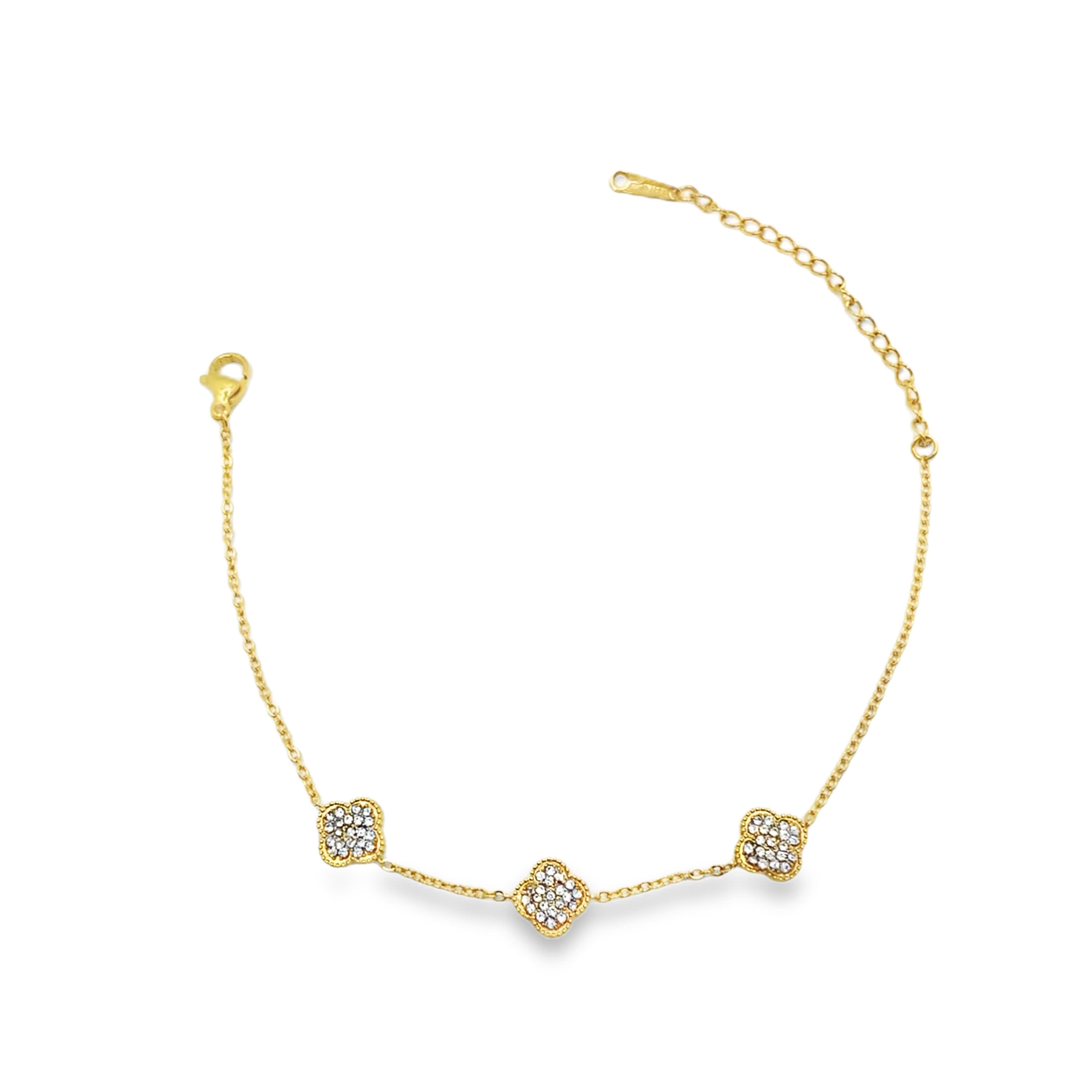 Bransoletka z łańcuszkiem z żółtego złota i diamentowej koniczyny