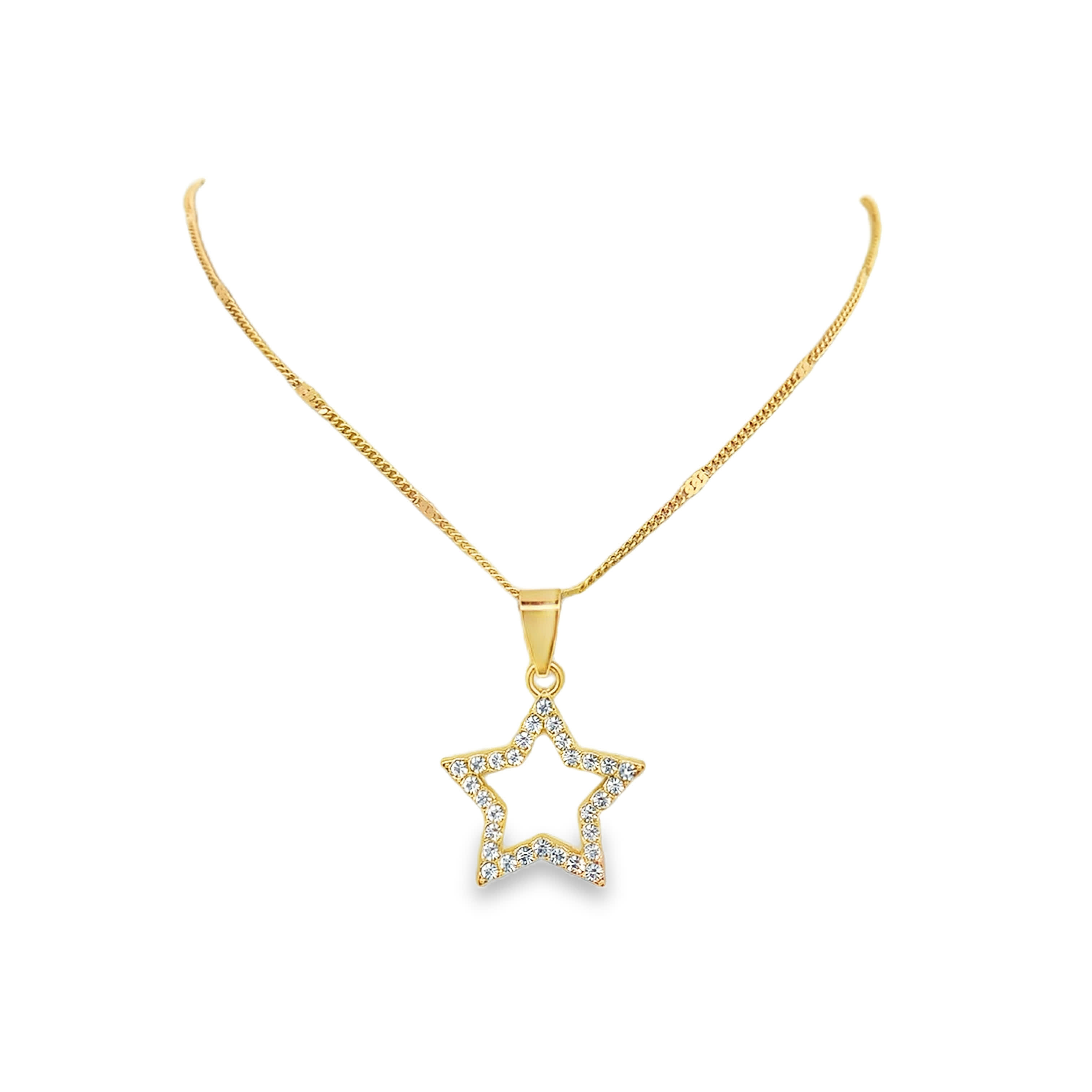 Naszyjnik charms z pozłacanego metalu z zawieszką gwiazdki z cyrkonią