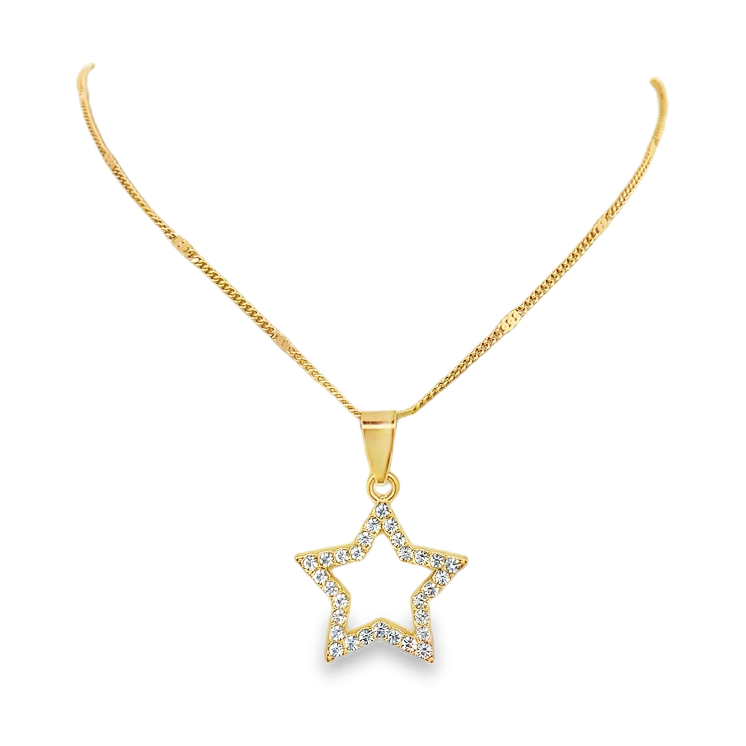 Naszyjnik charms z pozłacanego metalu z zawieszką gwiazdki z cyrkonią