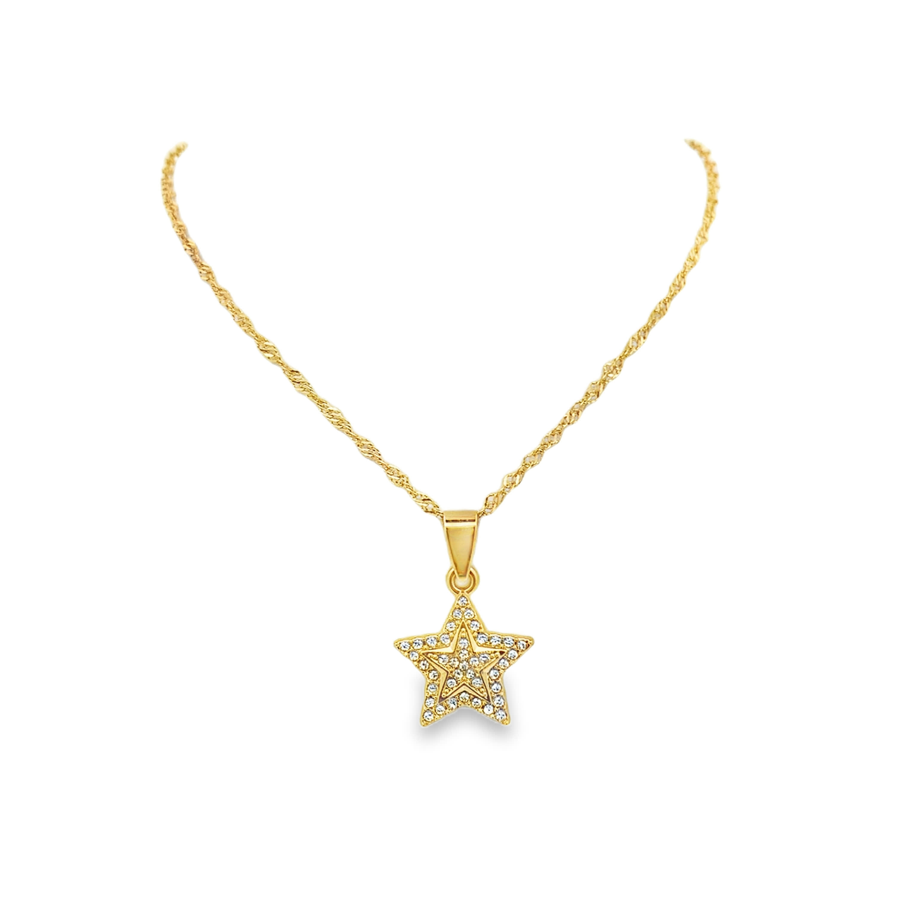 Naszyjnik charms z pozłacanego metalu z zawieszką gwiazdki z cyrkonią