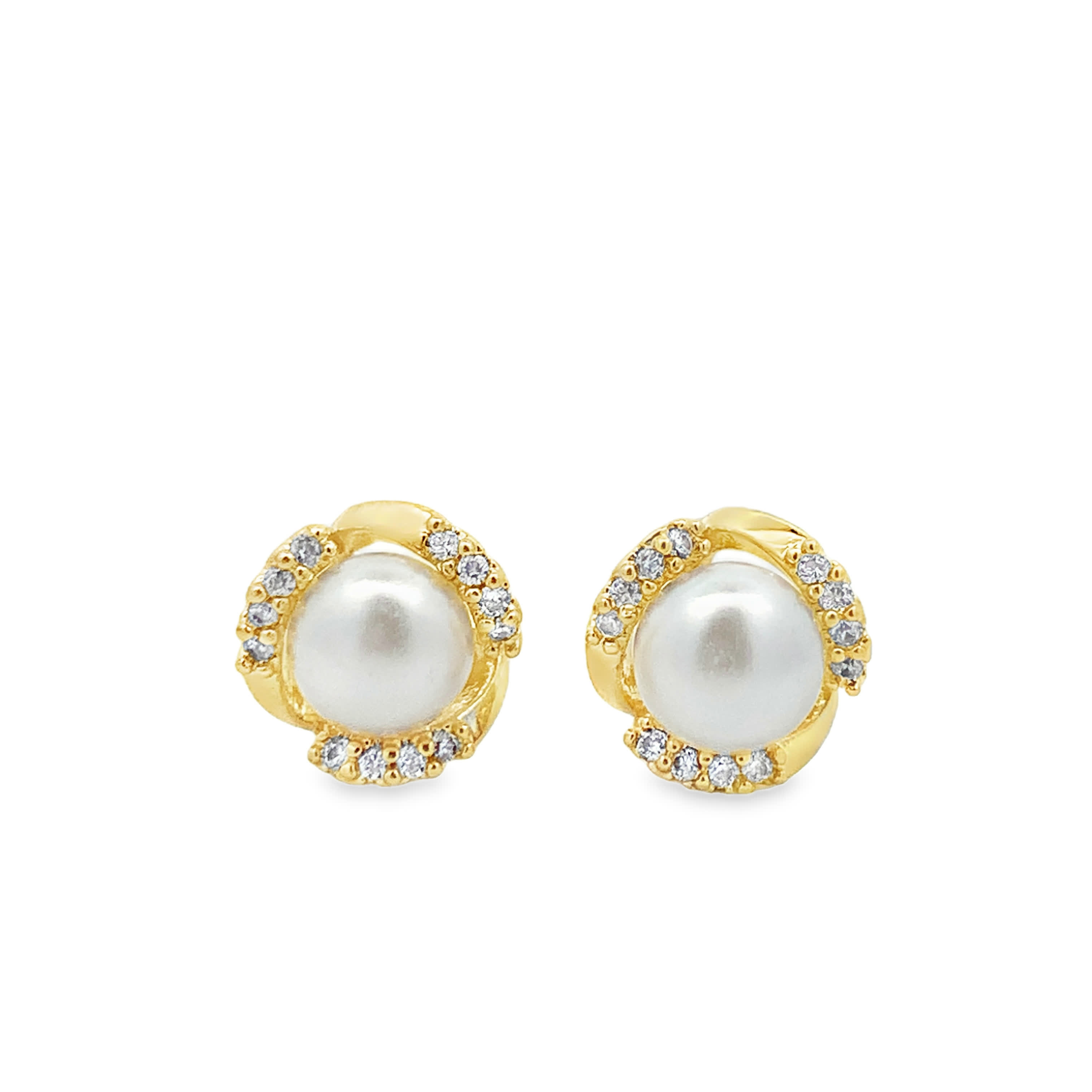 Kolczyki sztyfty z pozłacanego metalu z okrągłą perłą