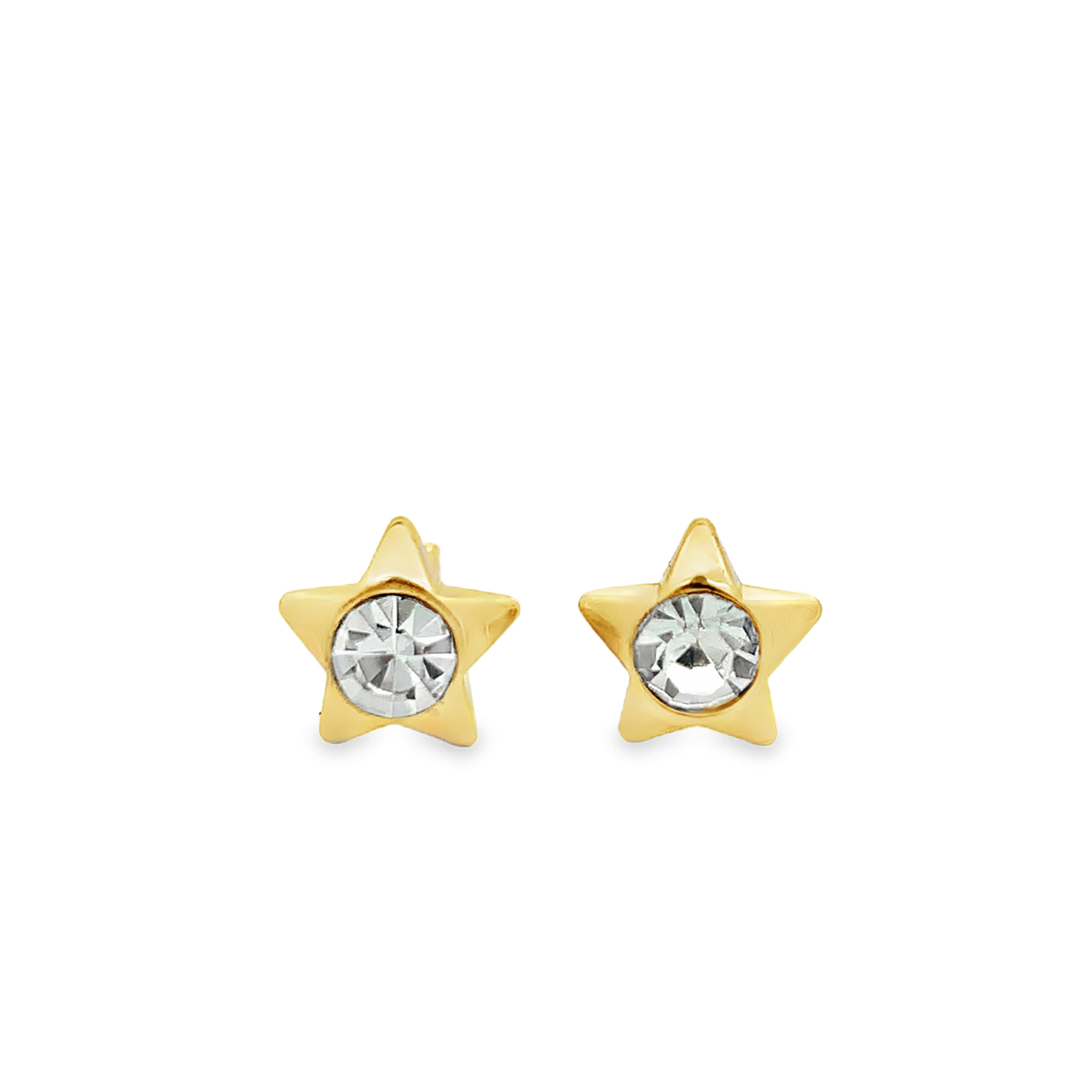 Kolczyki sztyfty z pozłacanego metalu z okrągłymi cyrkoniami