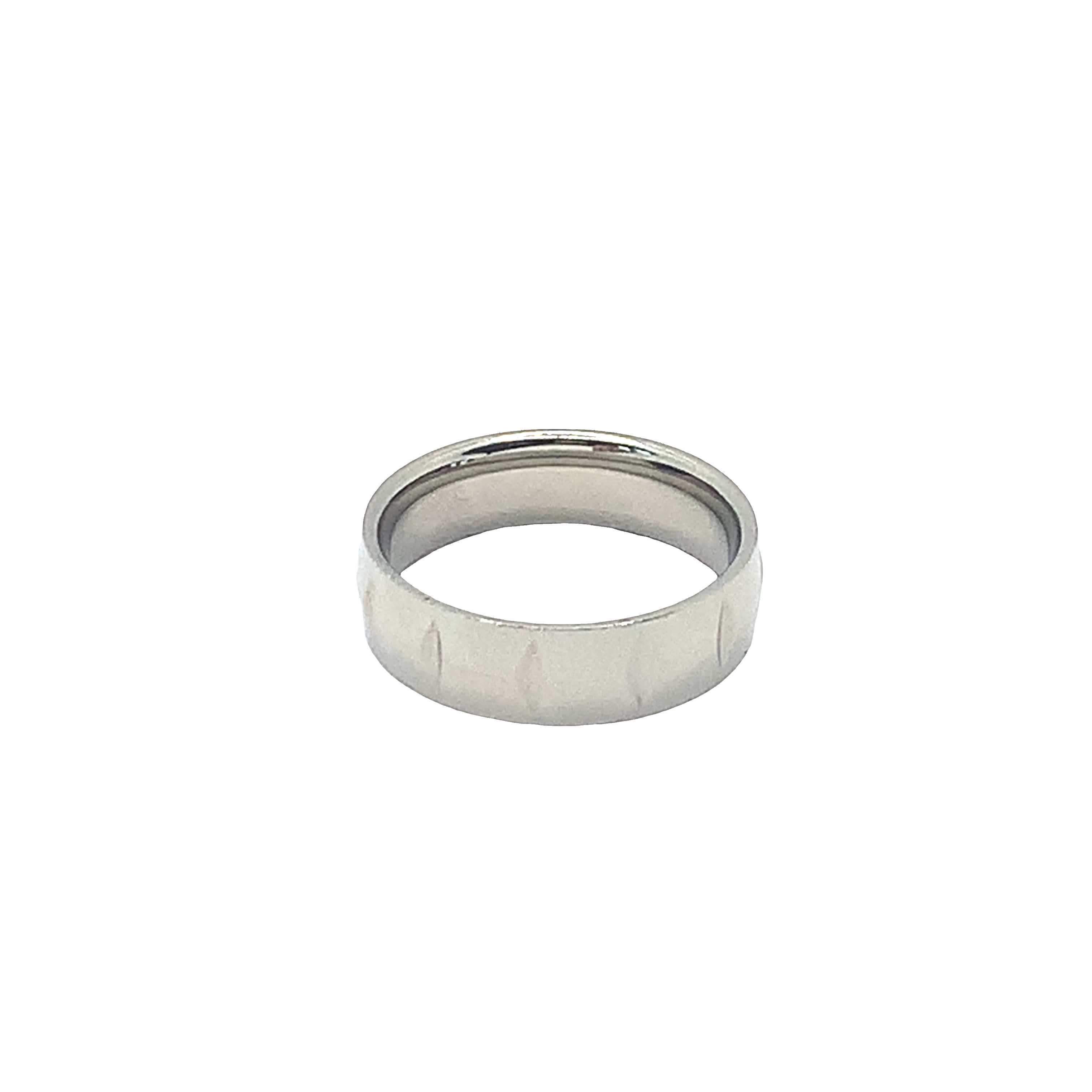 Nowoczesny srebrny pierścionek z obrączką w wykończeniu z białego złota z geometrycznym wzorem