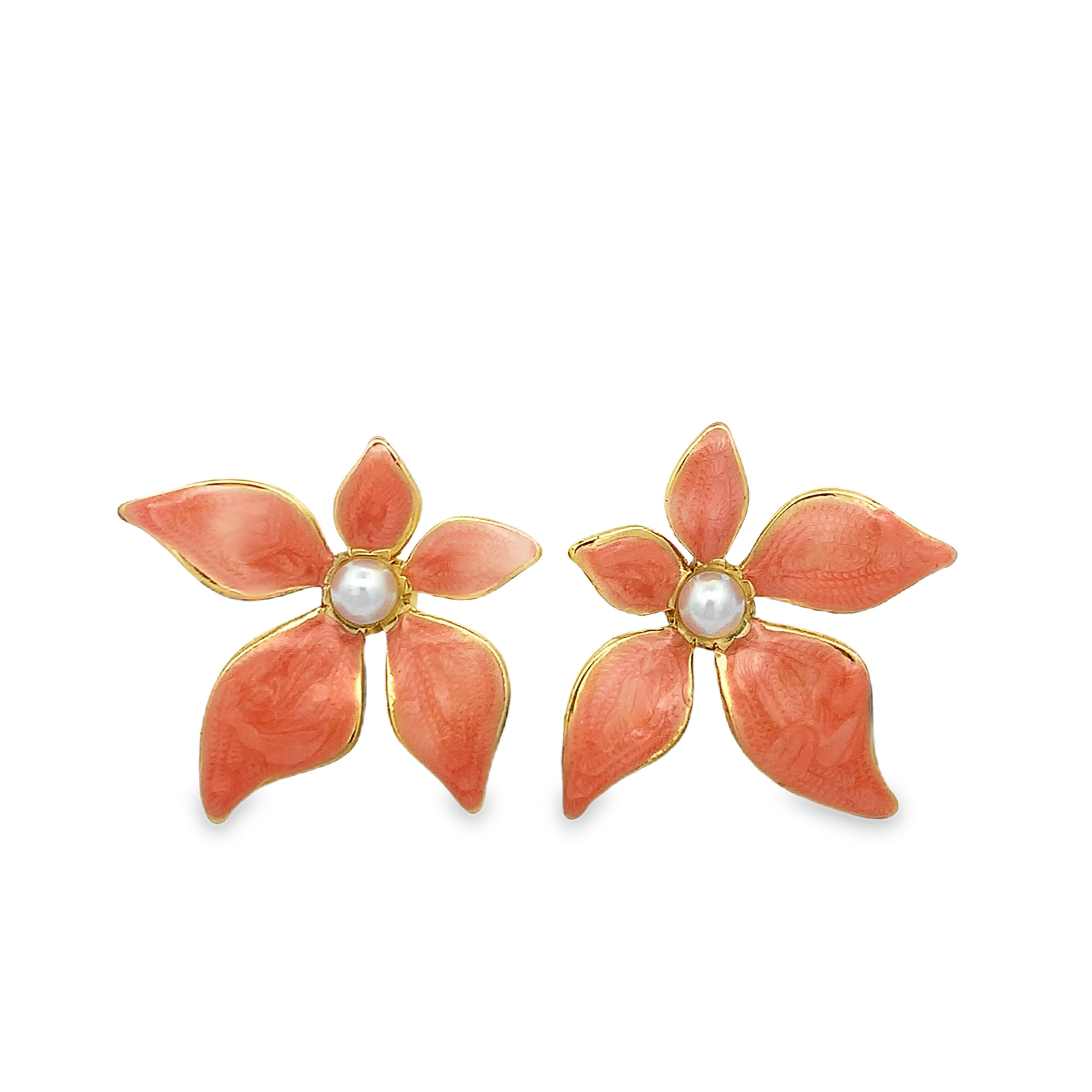 Klasyczne okrągłe kolczyki sztyfty z perłą, pozłacane