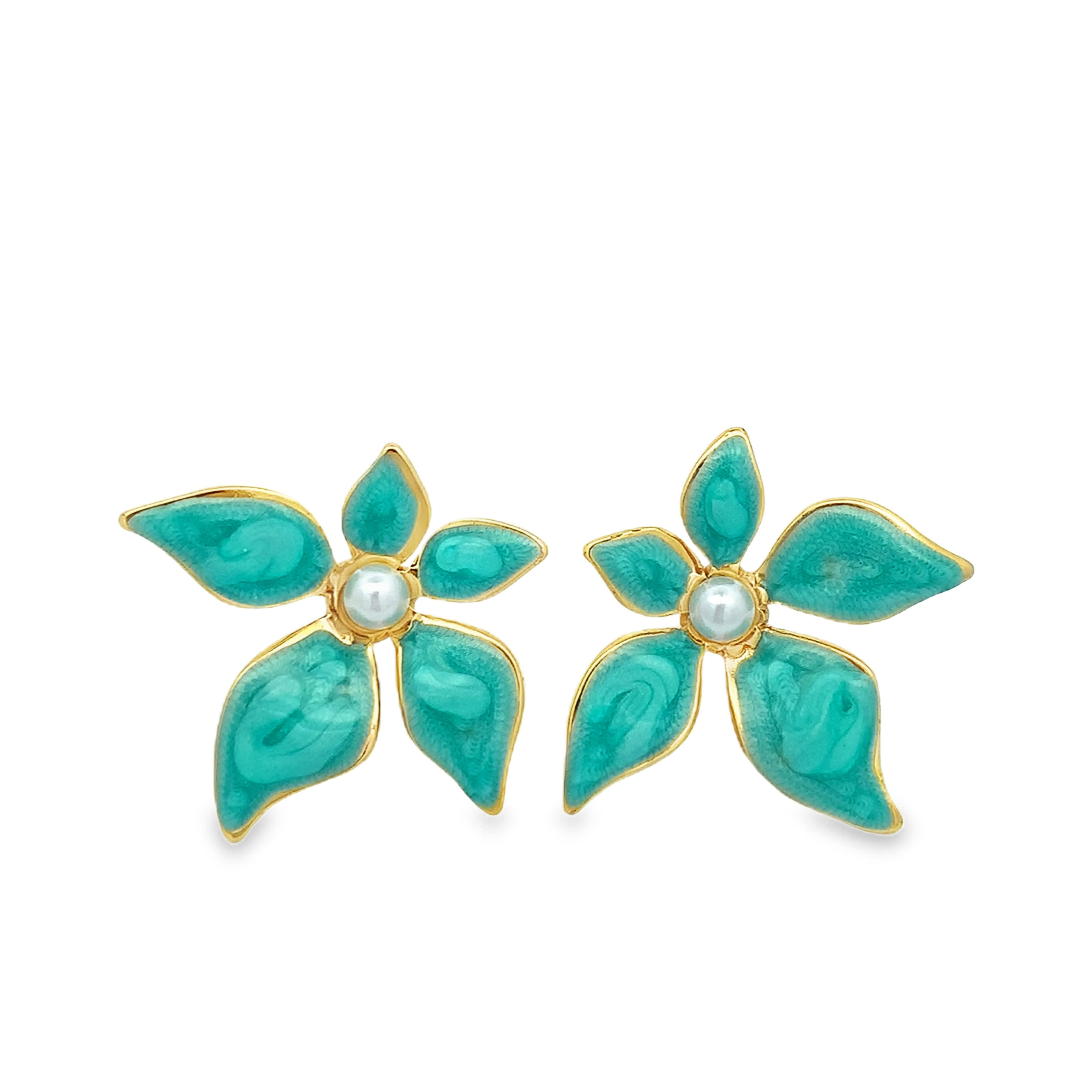 Klasyczne okrągłe kolczyki sztyfty z perłą, pozłacane