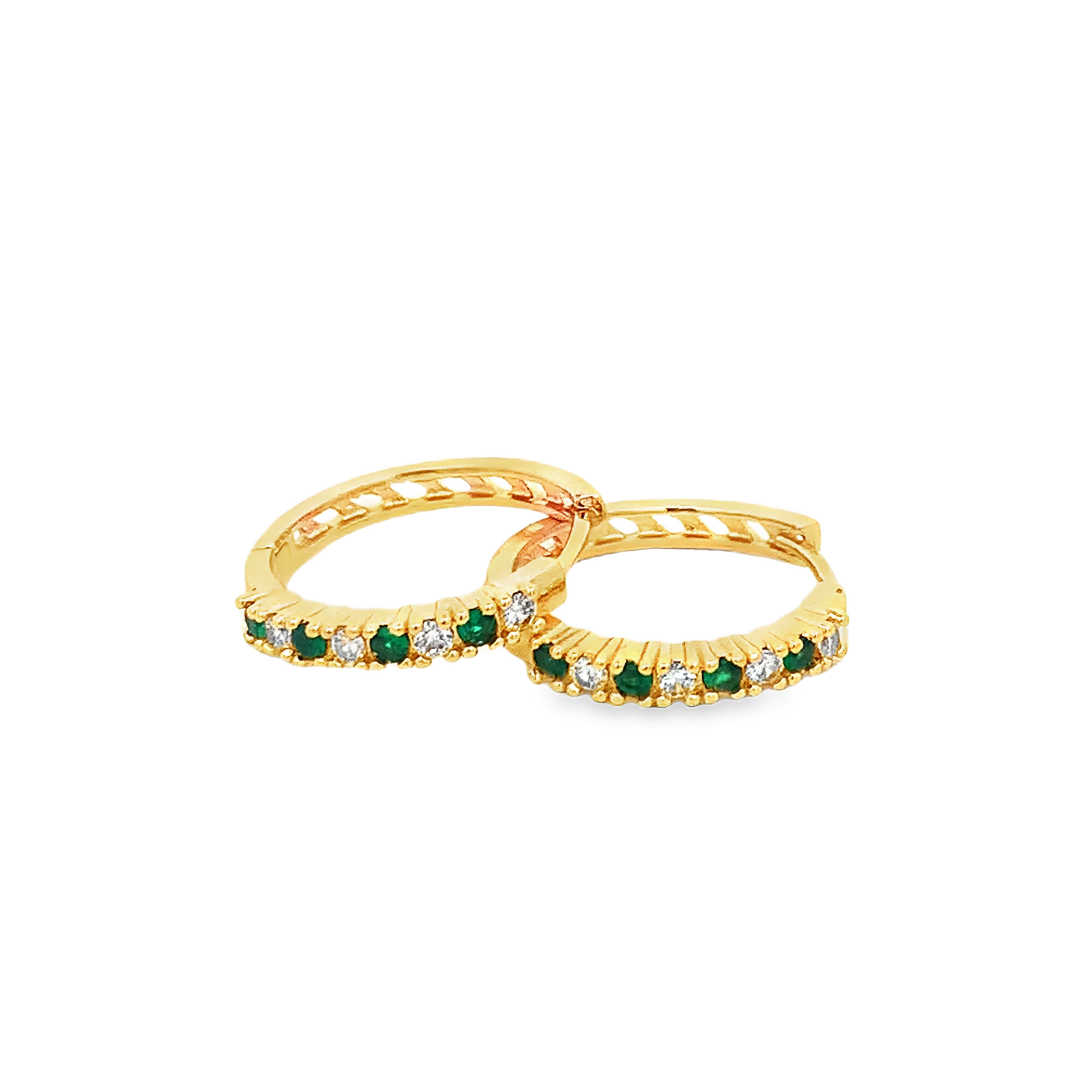 Kolczyki koła ze szmaragdowego żółtego złota